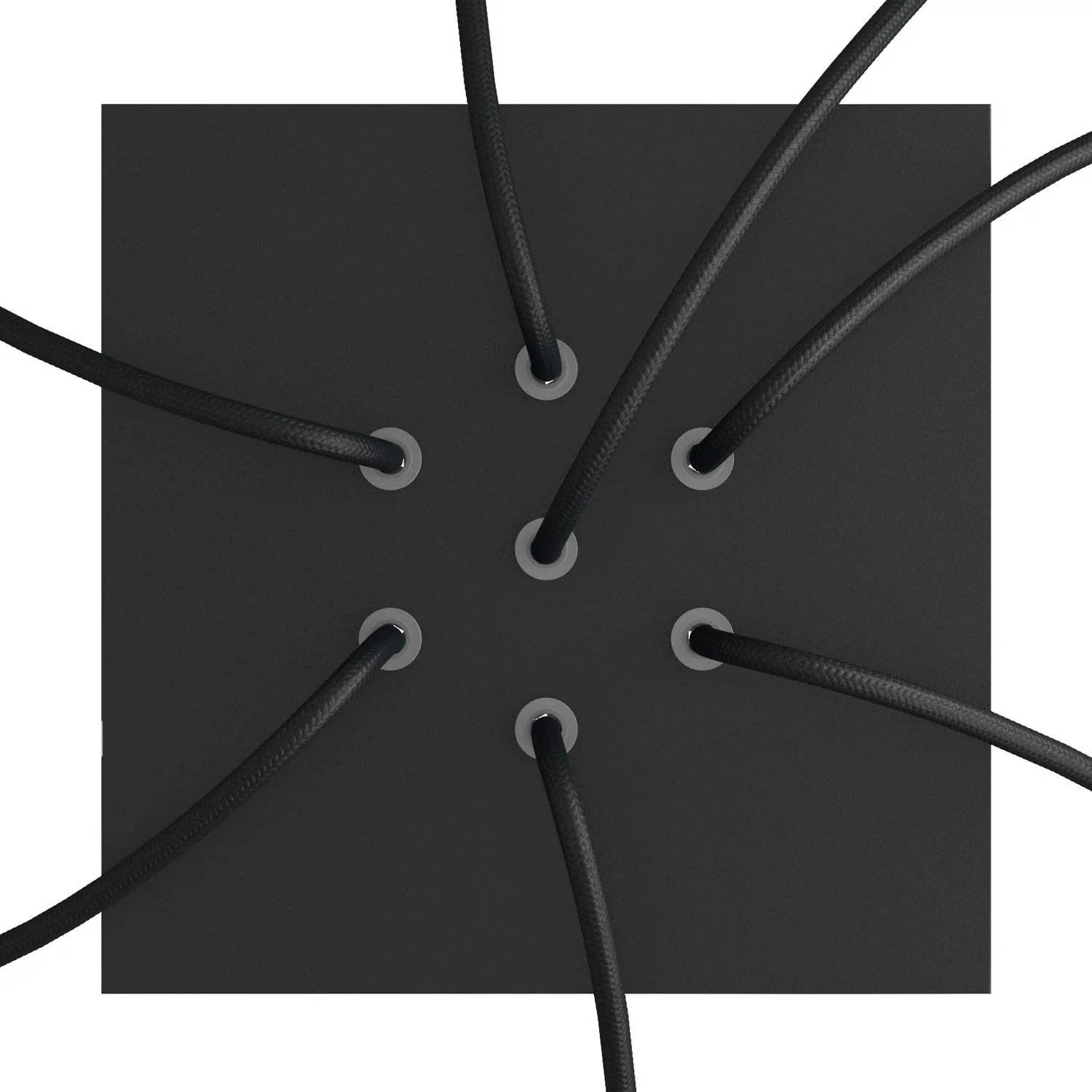 Rose-One square ceiling rose, 200 mm with 7 holes and 4 side holes - Matte black - Image 2