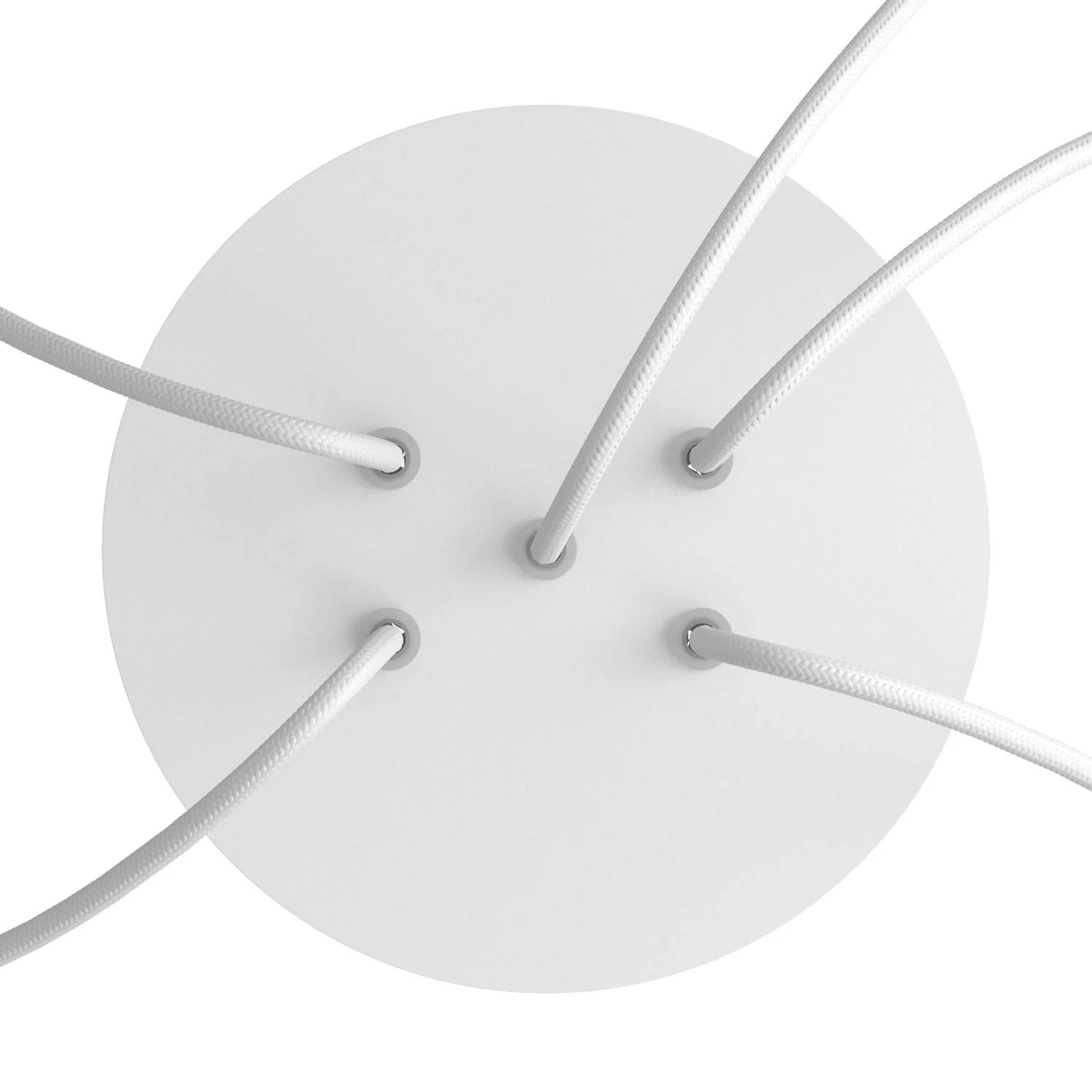 Rose-One ceiling rose, round, 200 mm diameter with 5 holes and 4 side holes - Matt white - Image 2