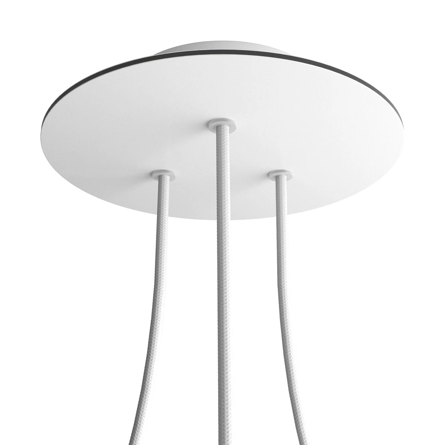 Rose-One round ceiling rose, 200 mm diameter with 3 holes and 4 side holes - Matt white