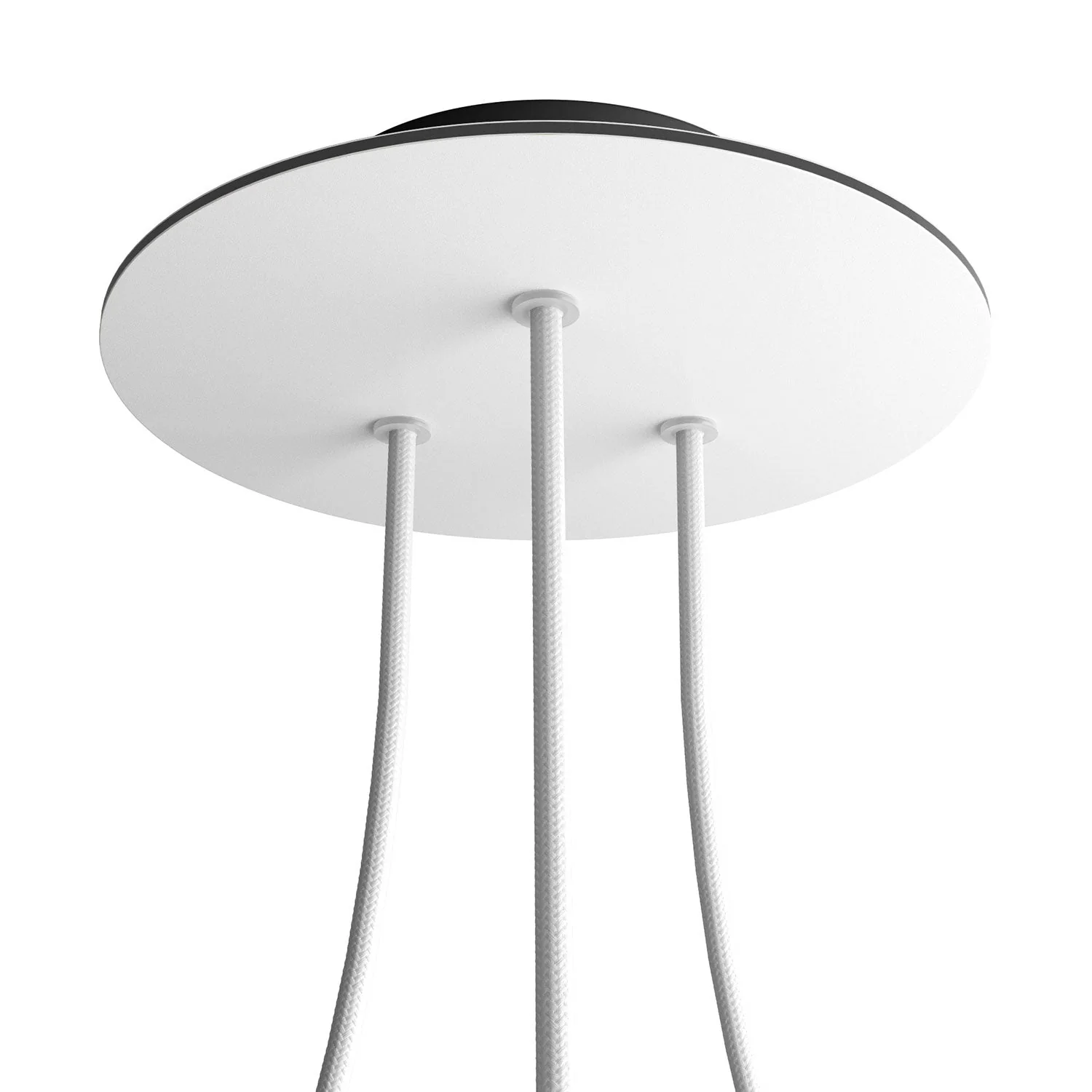Rose-One round ceiling rose, 200 mm diameter with 3 holes and 4 side holes - Matt white - Image 8