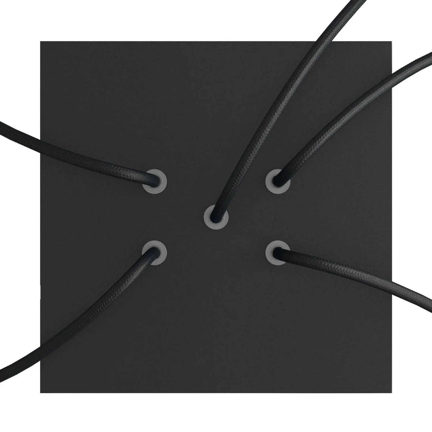 Ceiling rose Rose-One square, 200 mm with 5 holes and 4 side holes - Matt black - Image 2