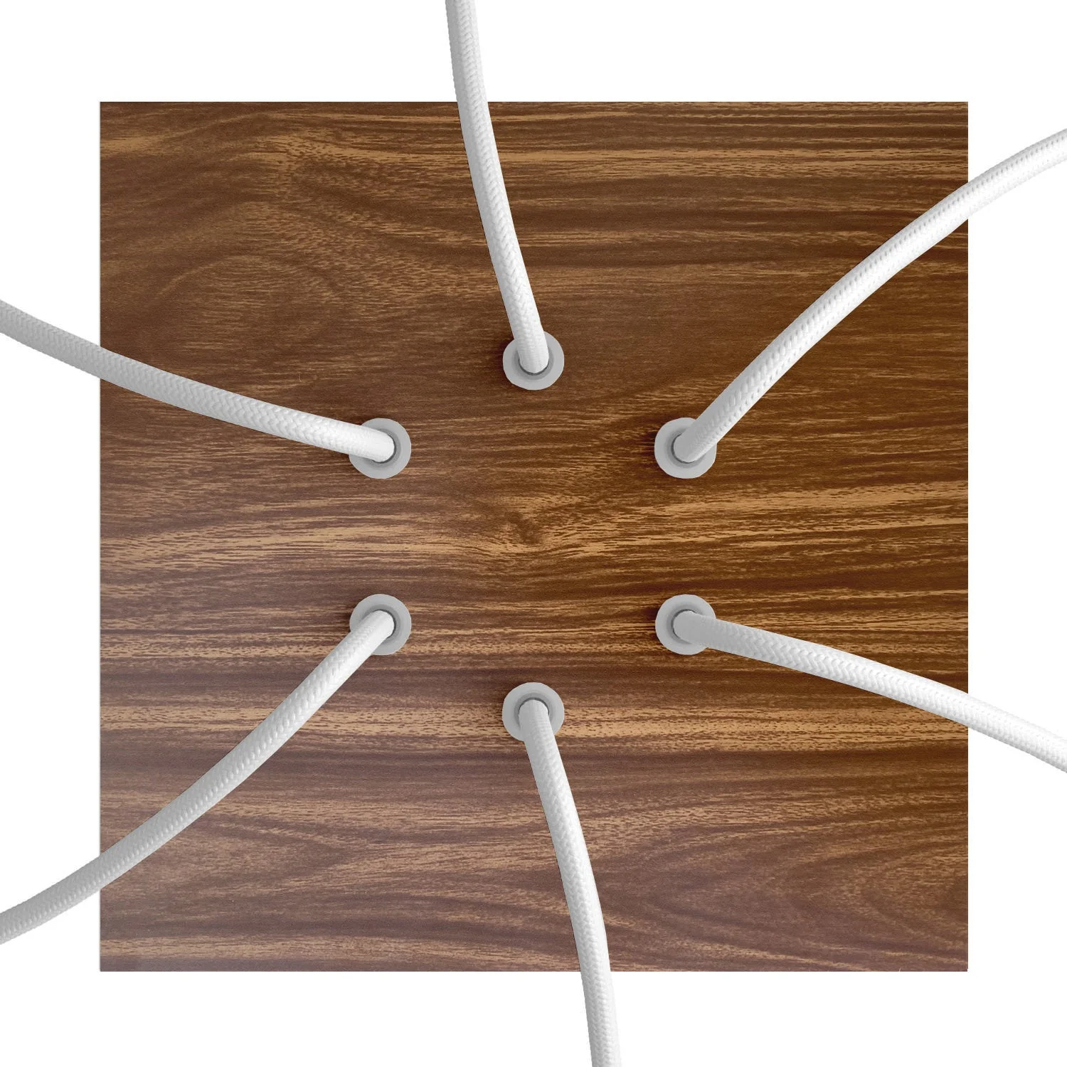 Rose-One square ceiling rose, 200 mm with 6 holes and 4 side holes - Wood - Image 2