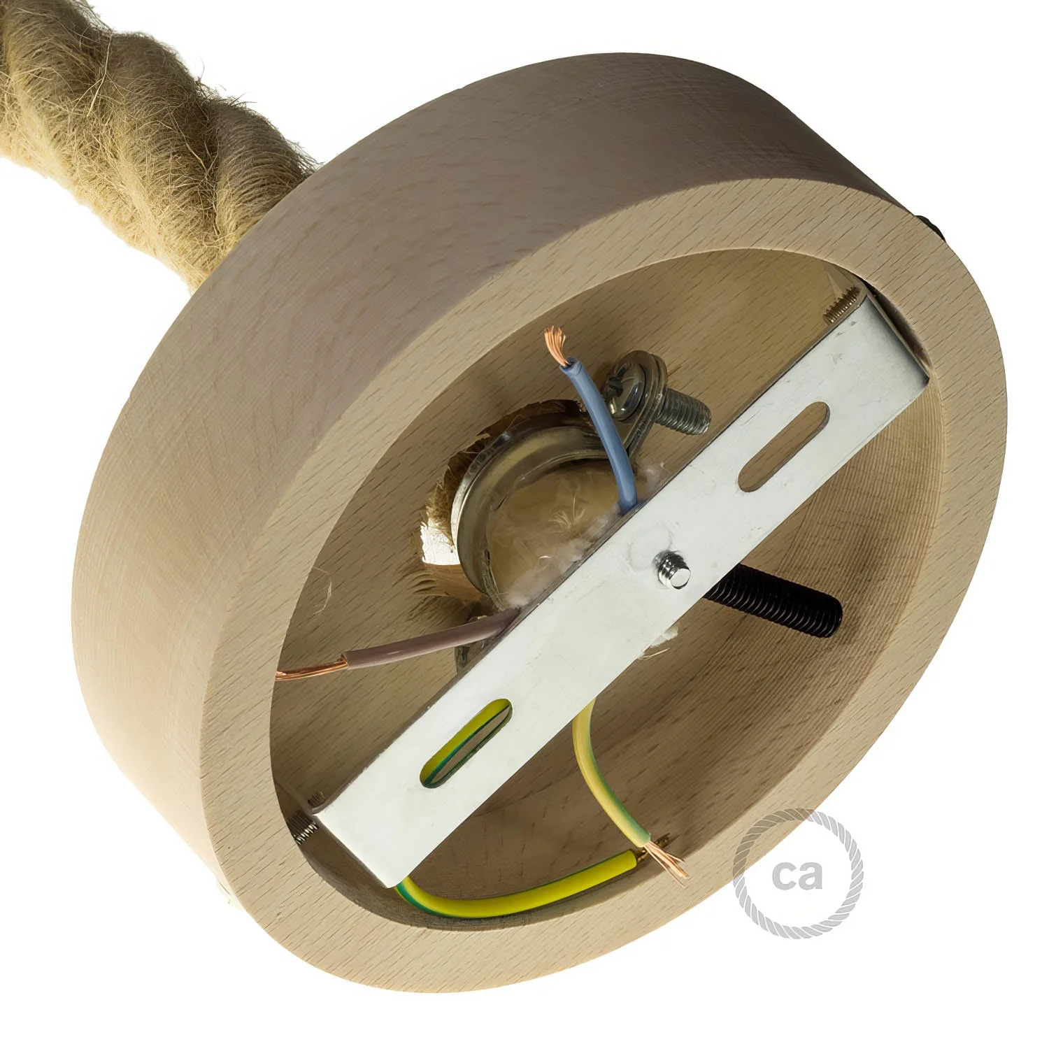 Wooden ceiling rose kit for 3XL cord - Neutral - Image 3