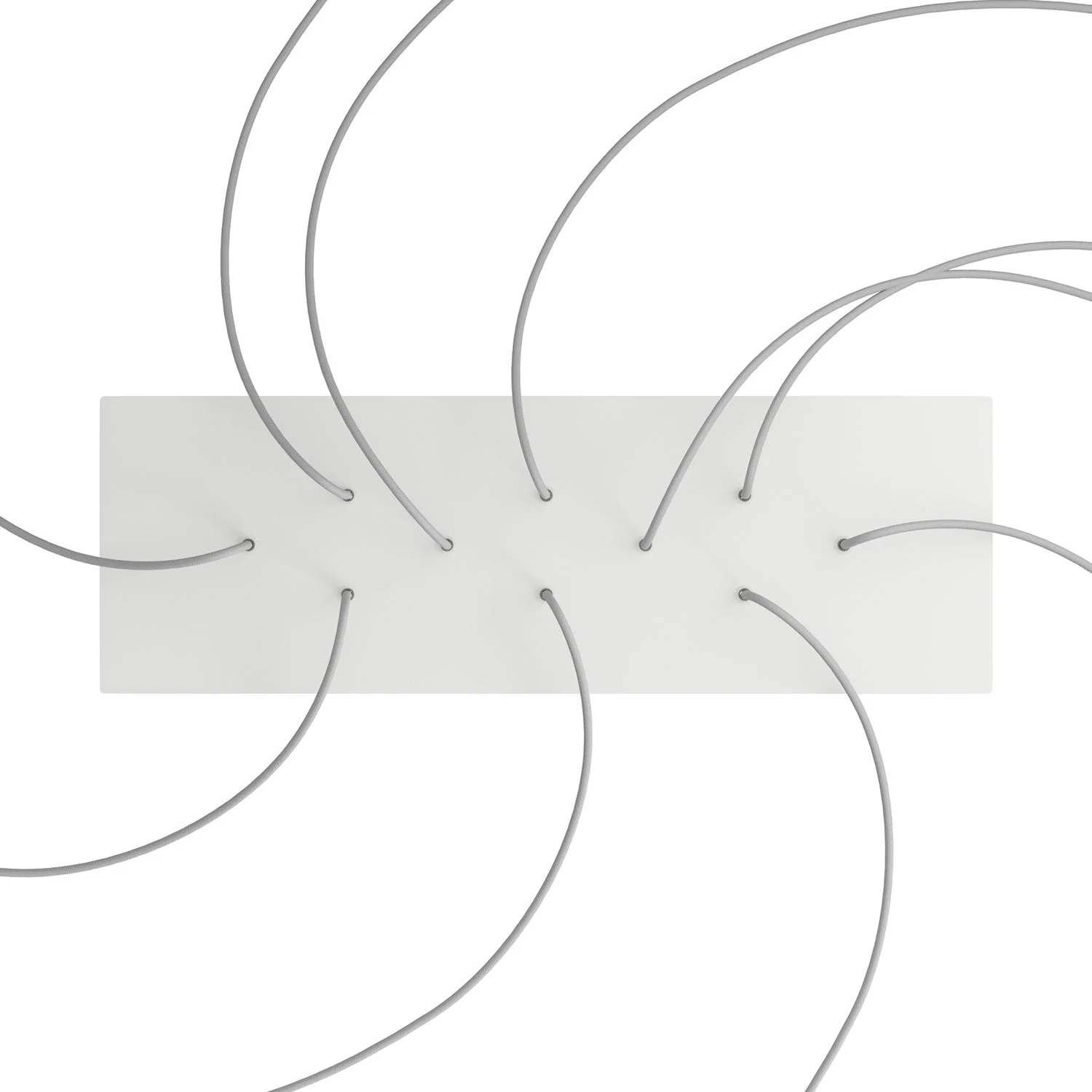 XXL Rose-One rectangular ceiling rose with 10 holes and 6 side holes, dimensions 675 x 225 mm - Matt white Dibond - Image 2
