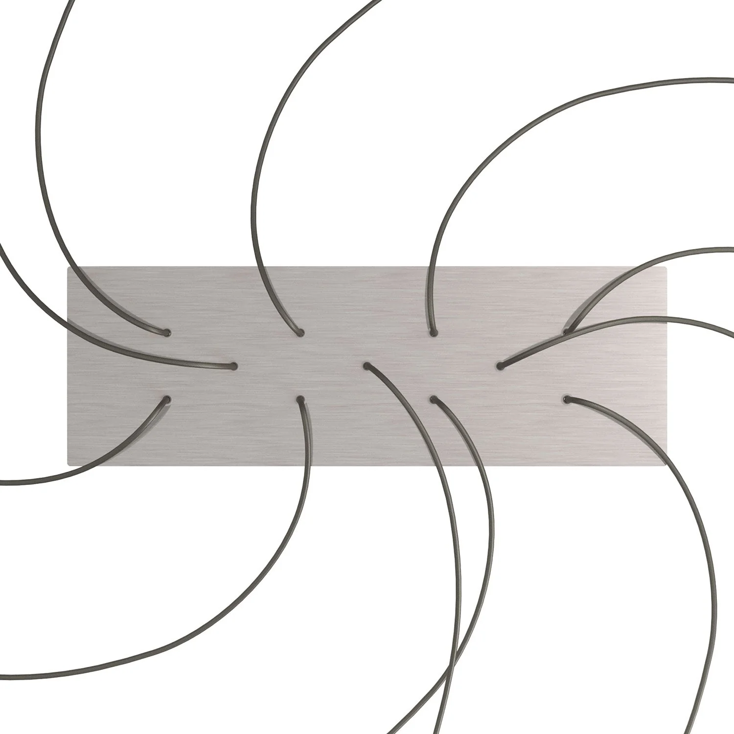 XXL Rose-One rectangular ceiling rose with 11 holes and 6 side holes, size 675 x 225 mm - Satin steel Dibond - Image 2
