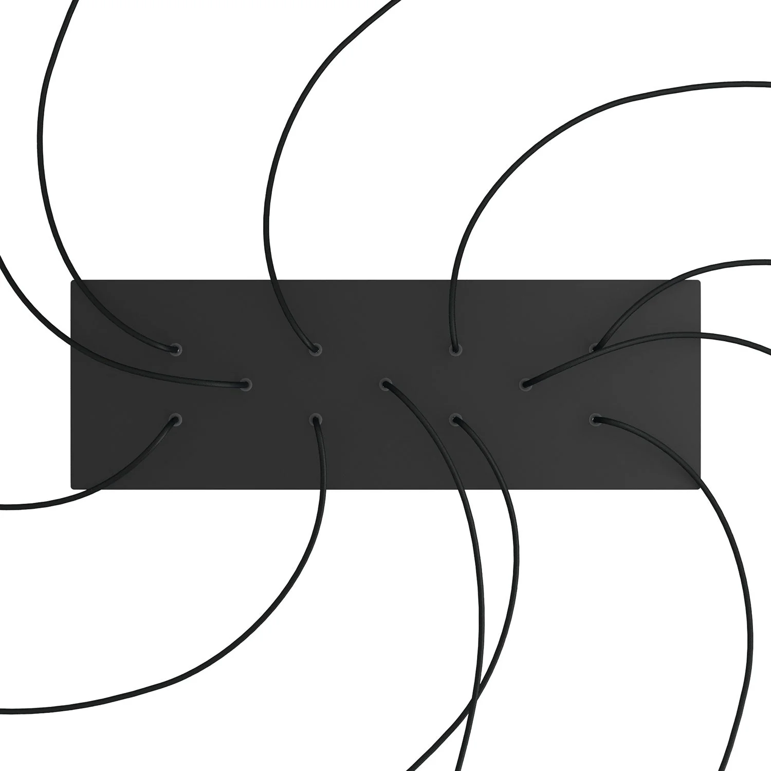 XXL Rose-One rectangular ceiling rose with 11 holes and 6 side holes, size 675 x 225 mm - Matte black Dibond - Image 2