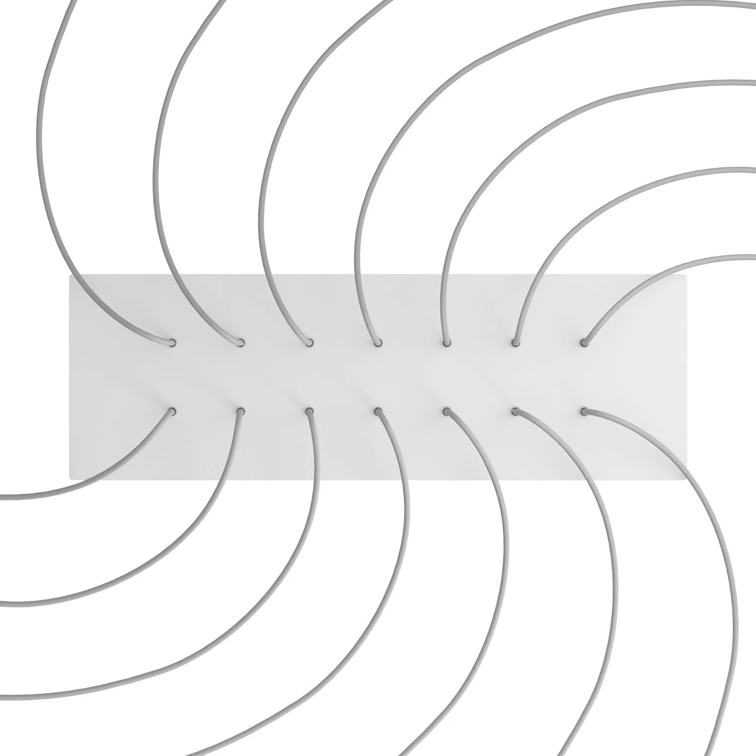 XXL Rose-One rectangular ceiling rose with 14 holes and 6 side holes, dimensions 675 x 225 mm - Matt white Dibond - Image 2