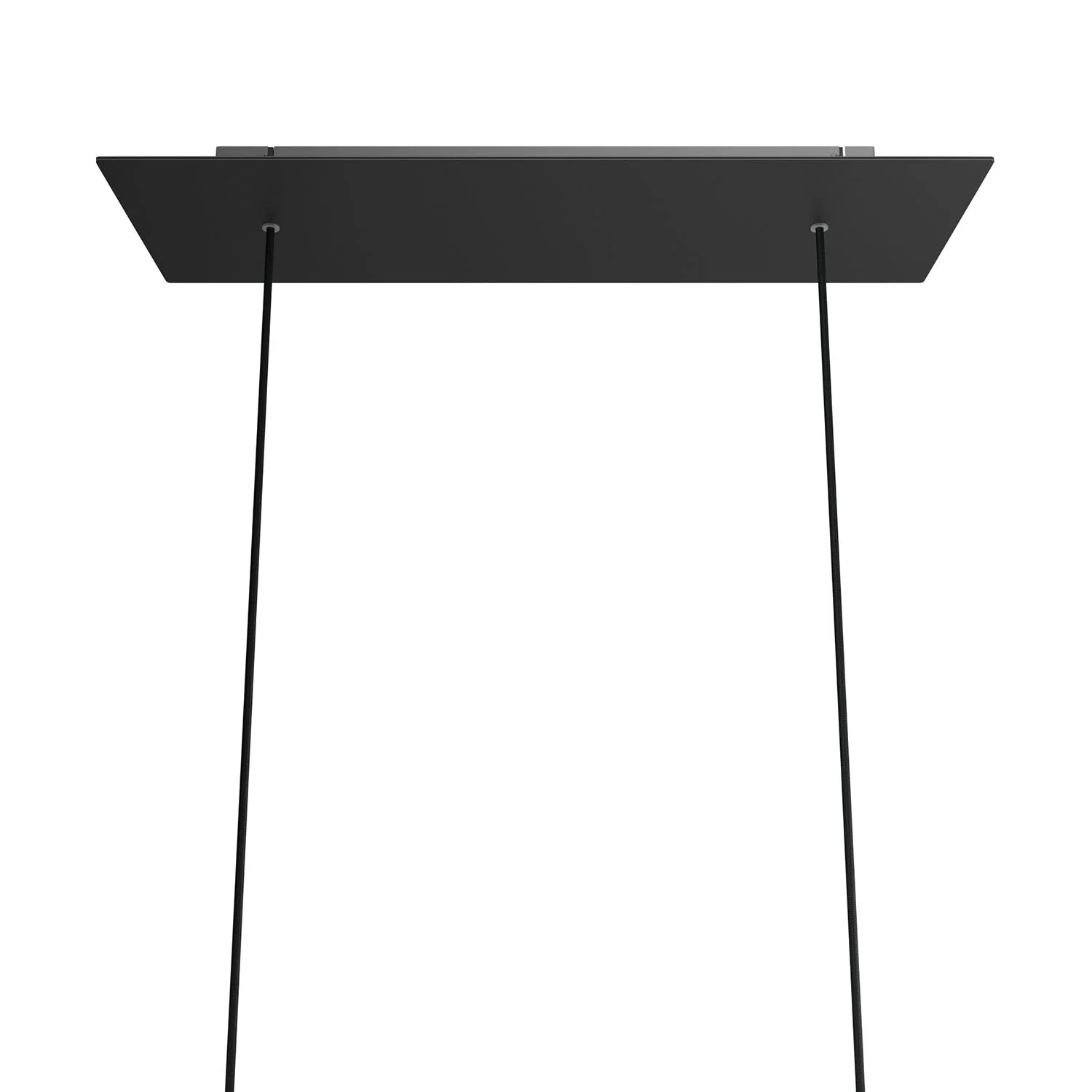 XXL Ceiling rose Rose-One rectangular with 2 holes and 6 side holes, size 675 x 225 mm - Matt black Dibond