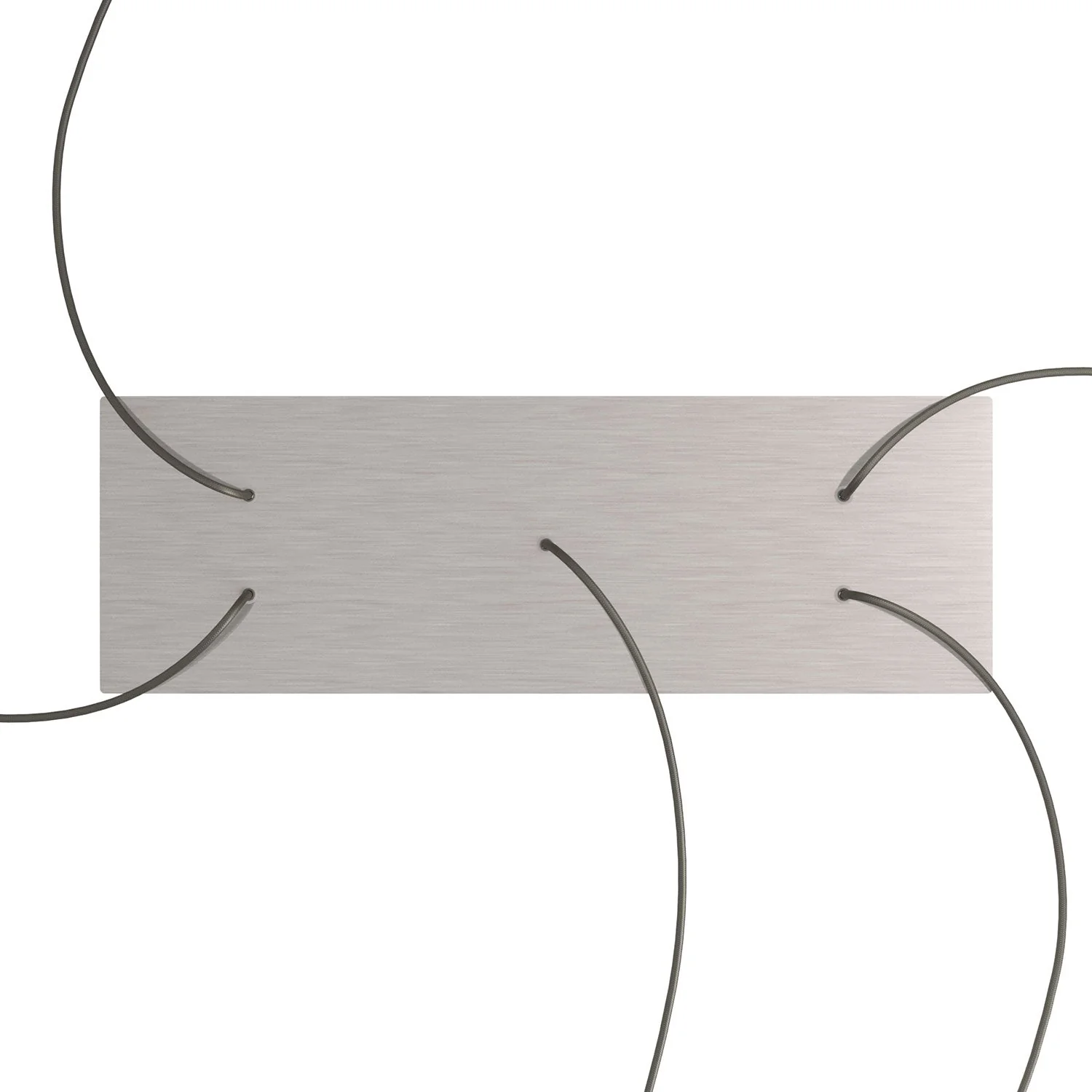 XXL Ceiling rose Rose-One rectangular with 5 holes and 6 side holes, dimensions 675 x 225 mm - Dibond Brushed Steel - Image 2