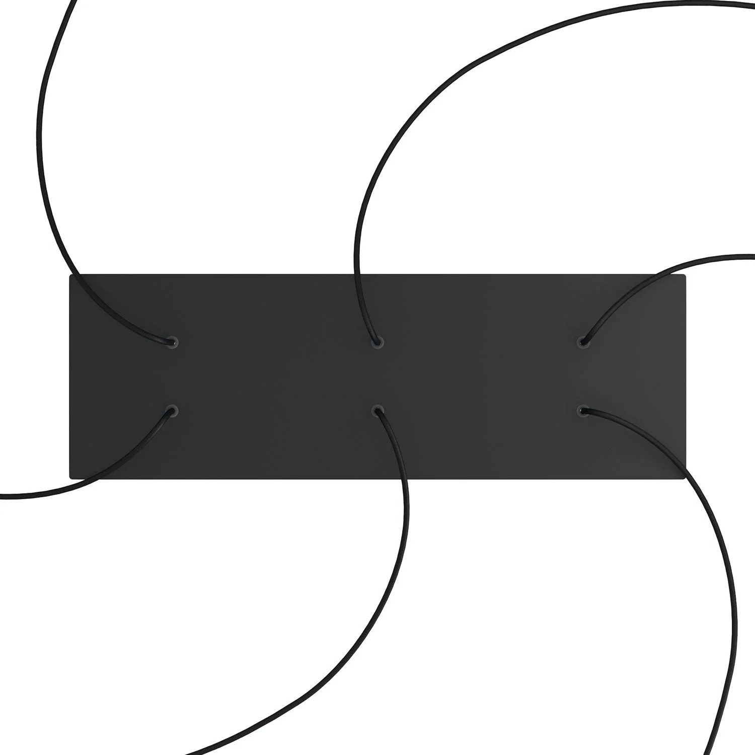 XXL Rose-One rectangular ceiling rose with 6 holes and 6 side holes, size 675 x 225 mm - Matte black Dibond - Image 2