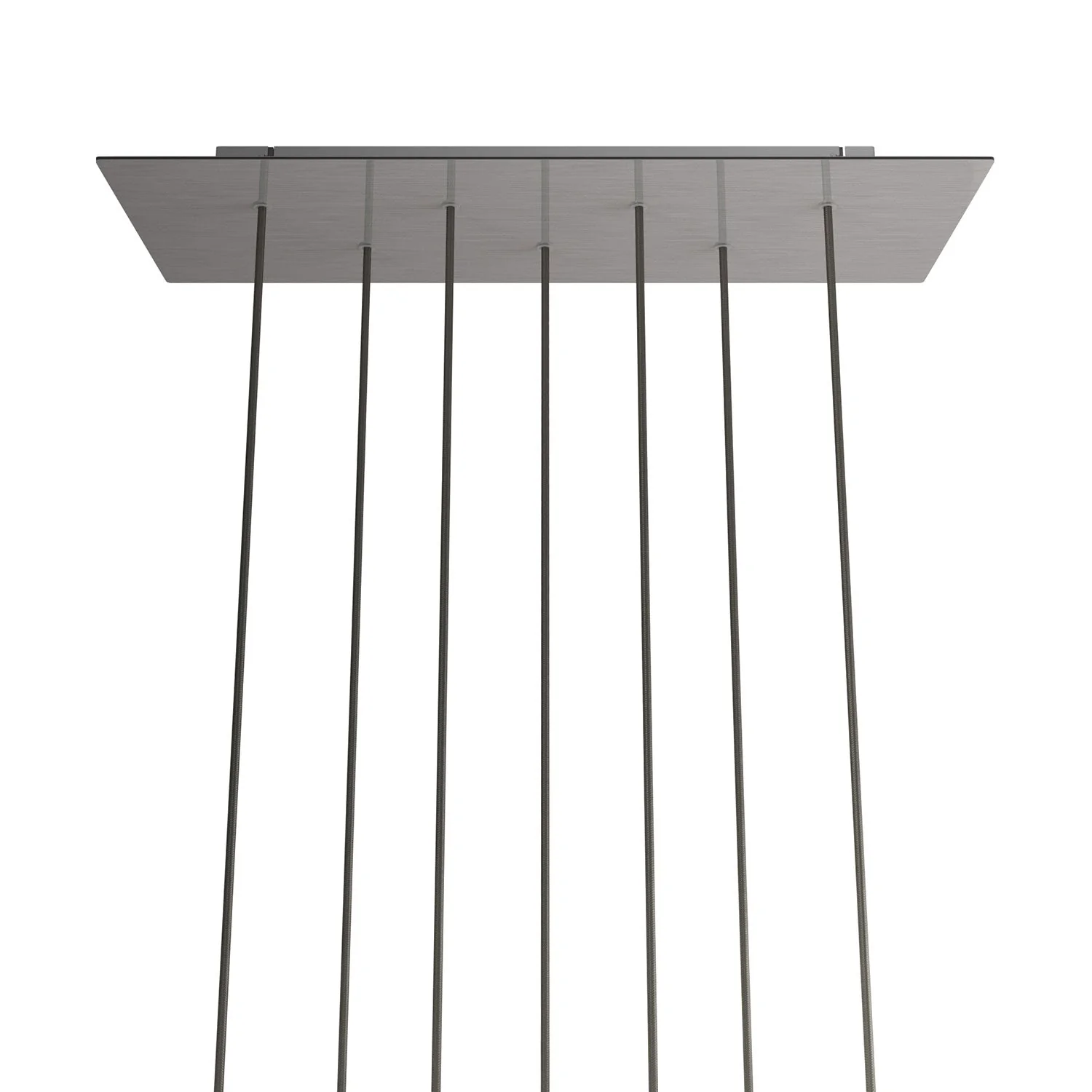 XXL Rose-One rectangular ceiling rose with 7 holes and 6 side holes, size 675 x 225 mm - Satin steel Dibond