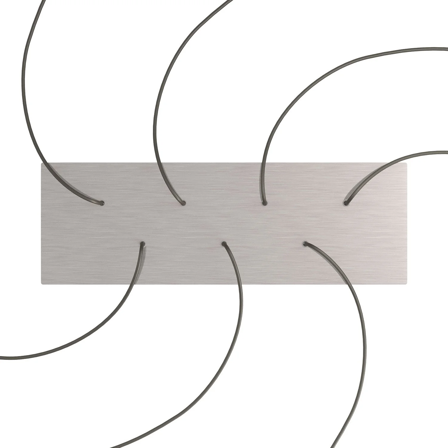 XXL Rose-One rectangular ceiling rose with 7 holes and 6 side holes, size 675 x 225 mm - Satin steel Dibond - Image 2