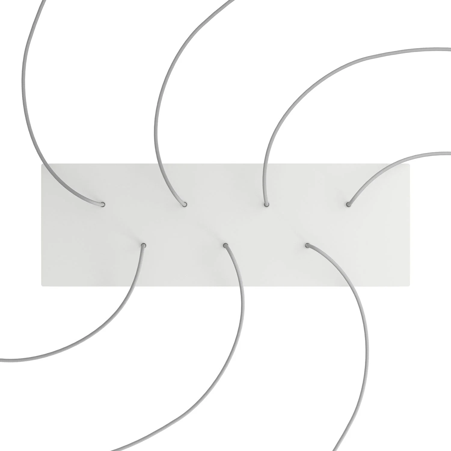 XXL Rose-One rectangular ceiling rose with 7 holes and 6 side holes, dimensions 675 x 225 mm – Matt White Dibond - Image 2