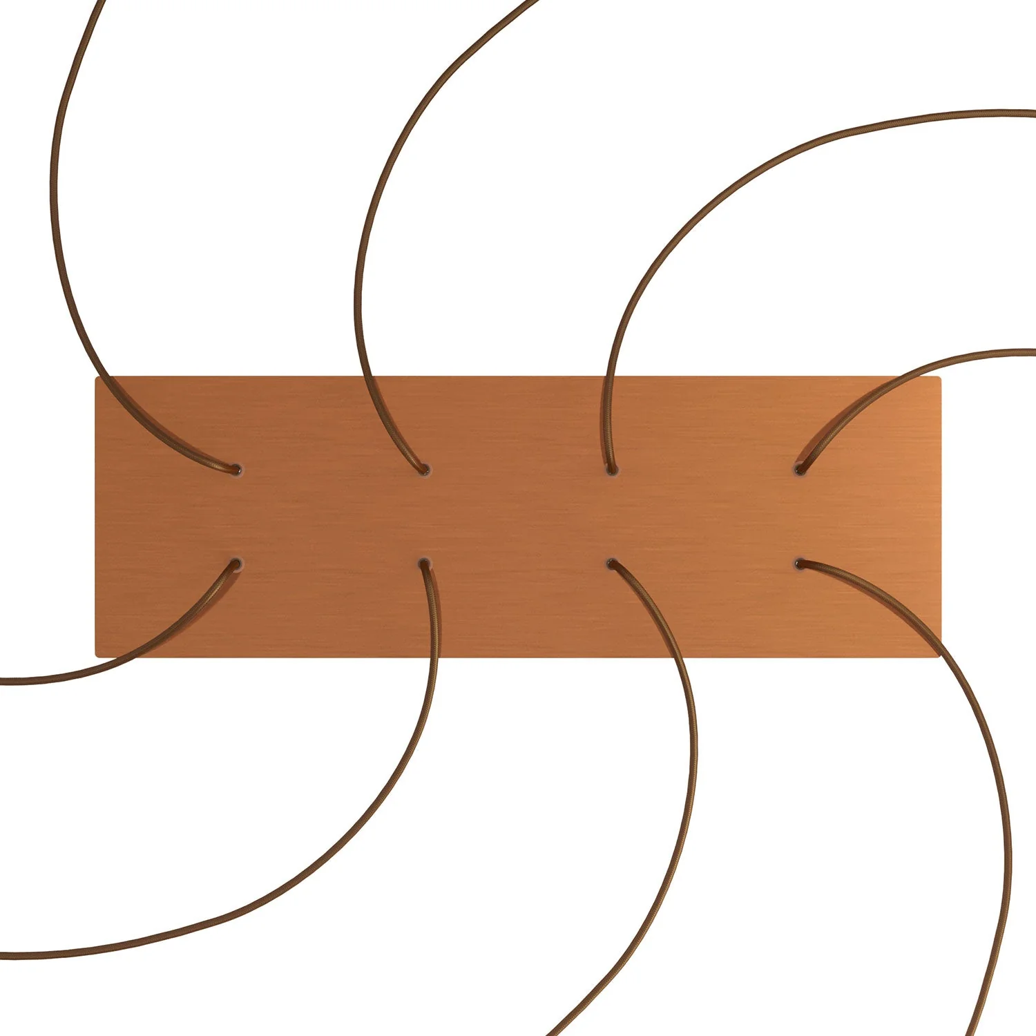 XXL Rose-One rectangular ceiling rose with 8 holes and 6 side holes, dimensions 675 x 225 mm - Satin copper Dibond - Image 2