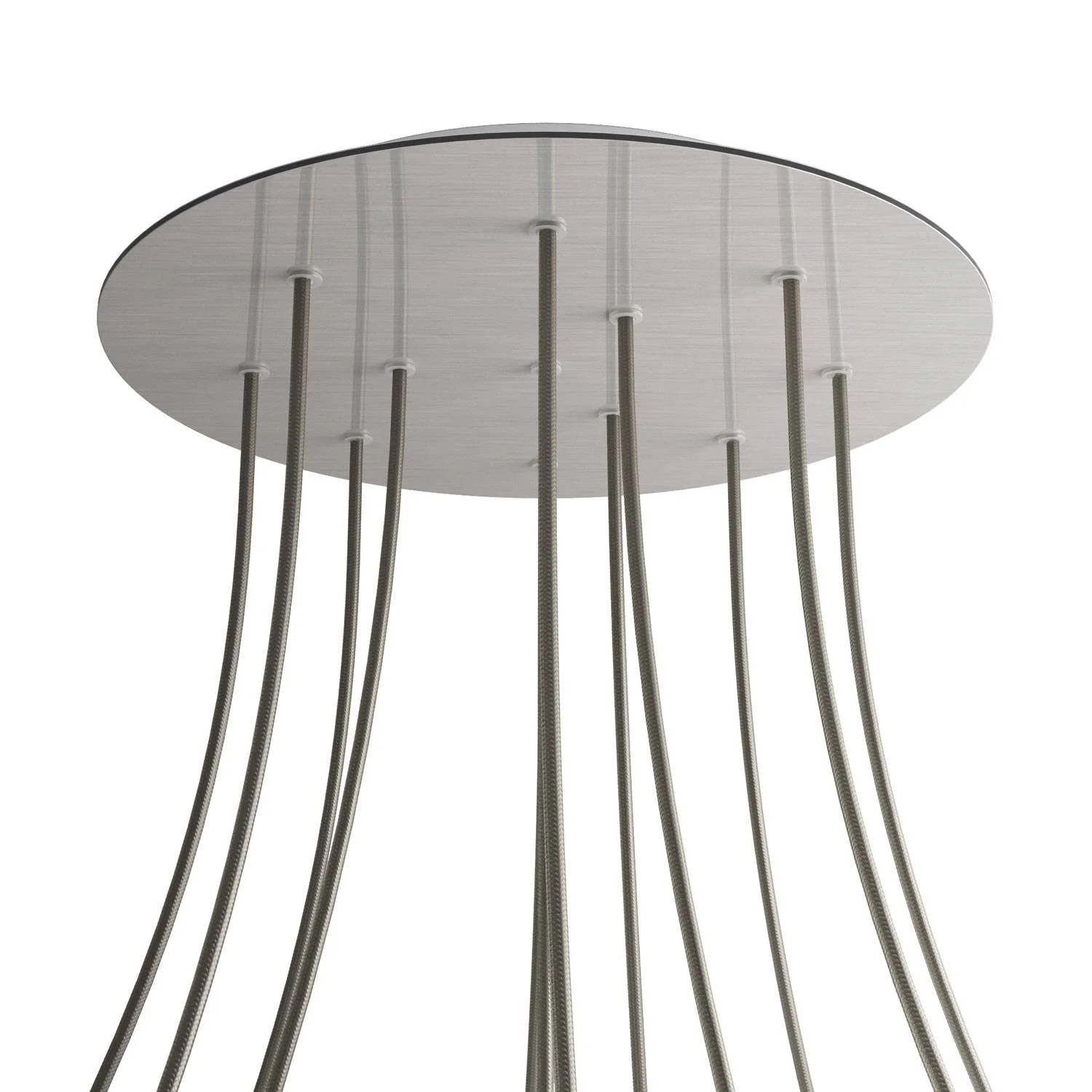 XXL Rose-One round ceiling rose, 400 mm diameter with 12 holes and 4 side holes – Satin steel Dibond