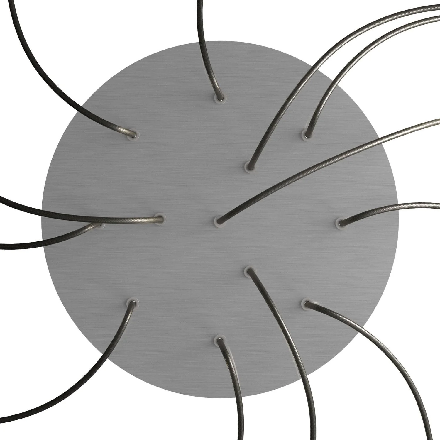 XXL Rose-One round ceiling rose, 400 mm diameter with 12 holes and 4 side holes – Satin steel Dibond - Image 2