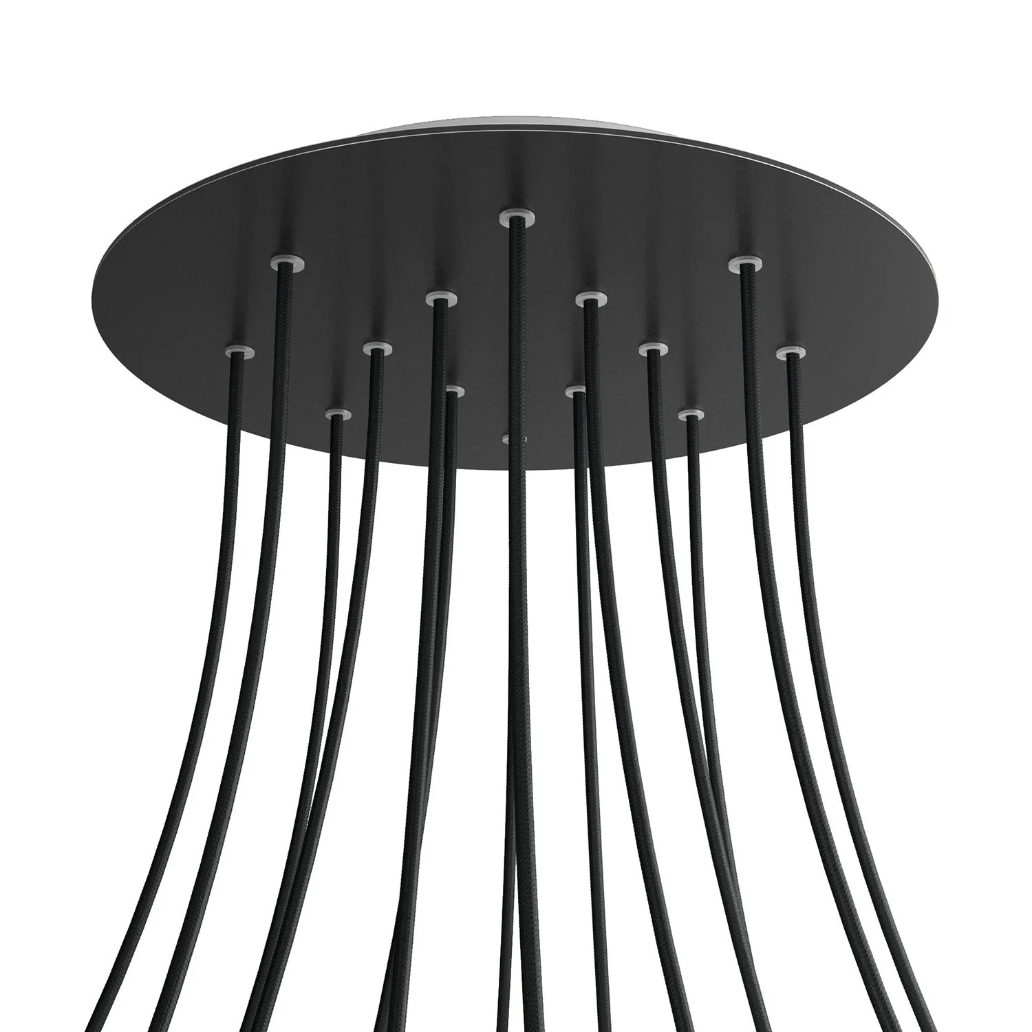 XXL Rose-One round ceiling rose, diameter 400 mm with 14 holes and 4 side holes - Matt black