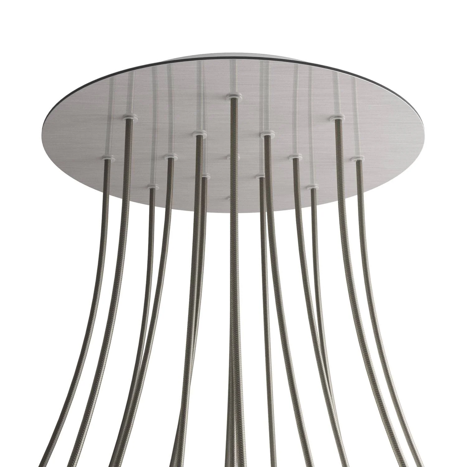 XXL Rose-One round ceiling rose, 400 mm diameter with 15 holes and 4 side holes - Satin steel Dibond