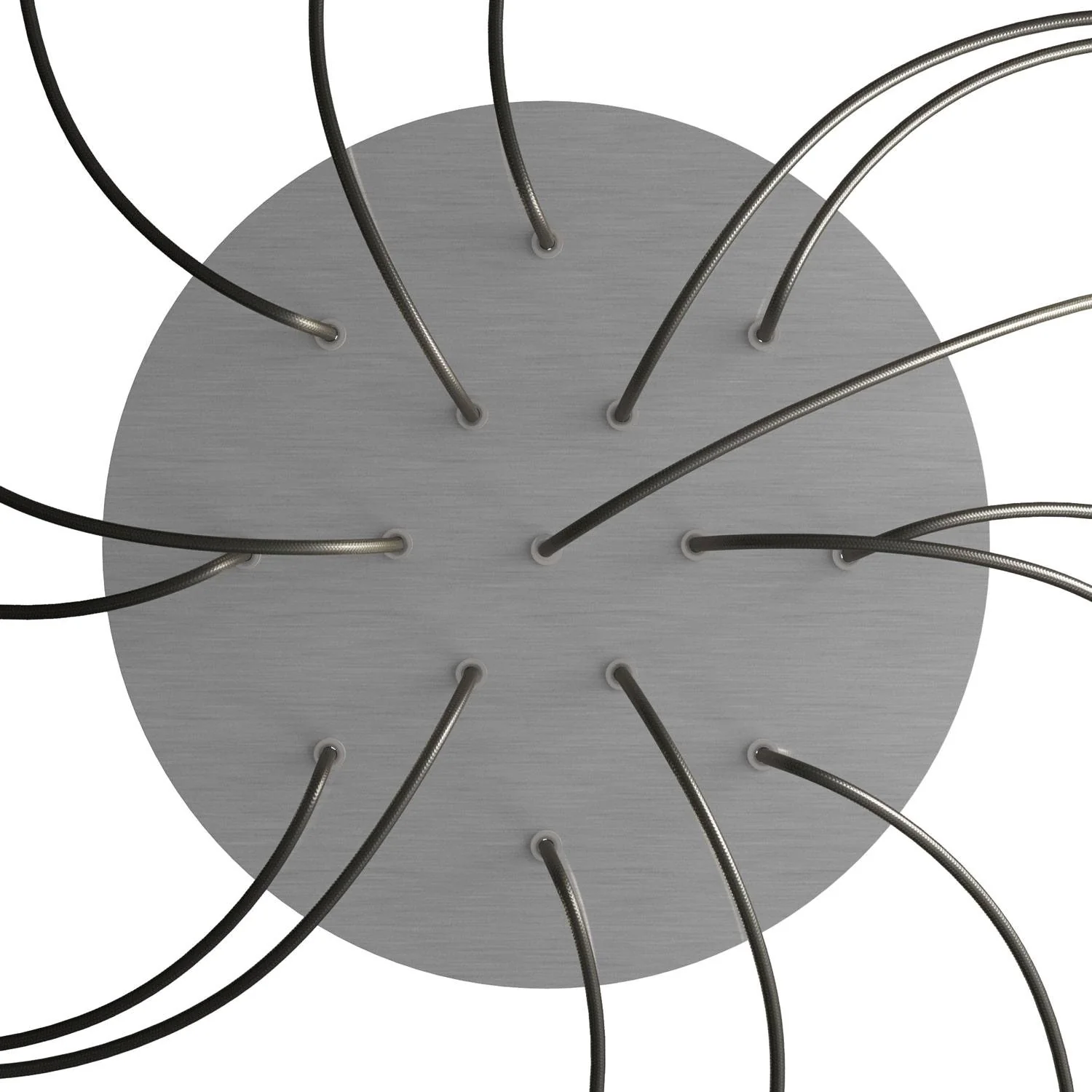 XXL Rose-One round ceiling rose, 400 mm diameter with 15 holes and 4 side holes - Satin steel Dibond - Image 2