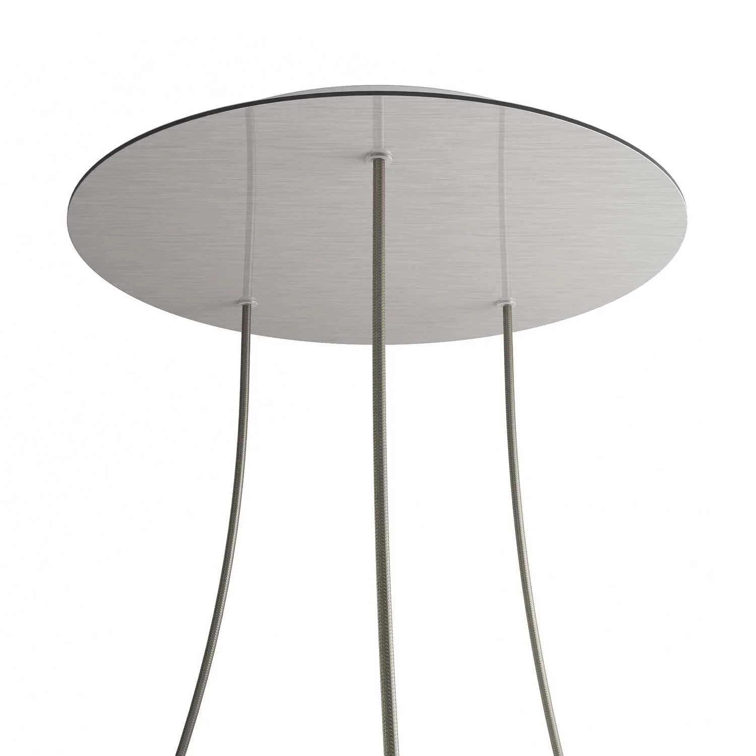 XXL round Ceiling rose Rose-One, 400 mm diameter with 3 holes and 4 side holes – Satin steel Dibond