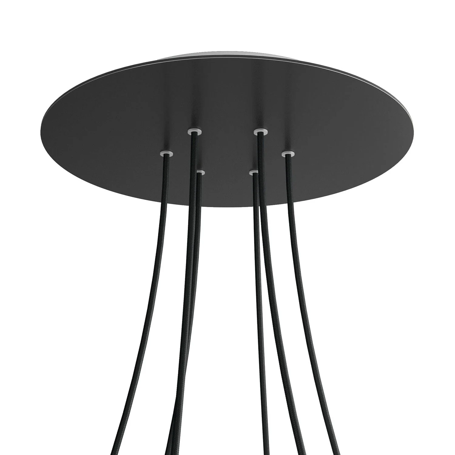 Ceiling rose XXL Rose-One round, diameter 400 mm with 6 holes and 4 side holes - Matt black