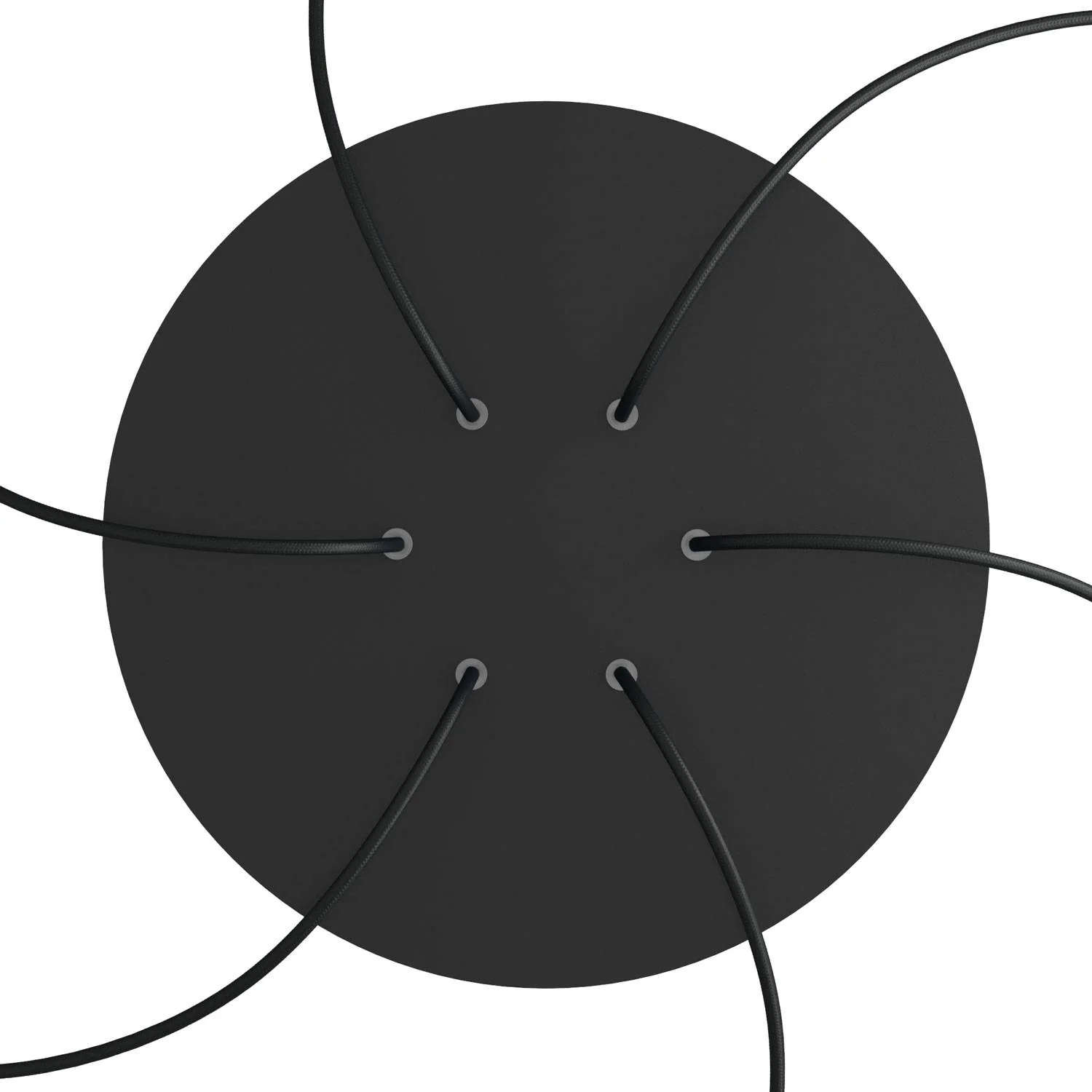 Ceiling rose XXL Rose-One round, diameter 400 mm with 6 holes and 4 side holes - Matt black - Image 2