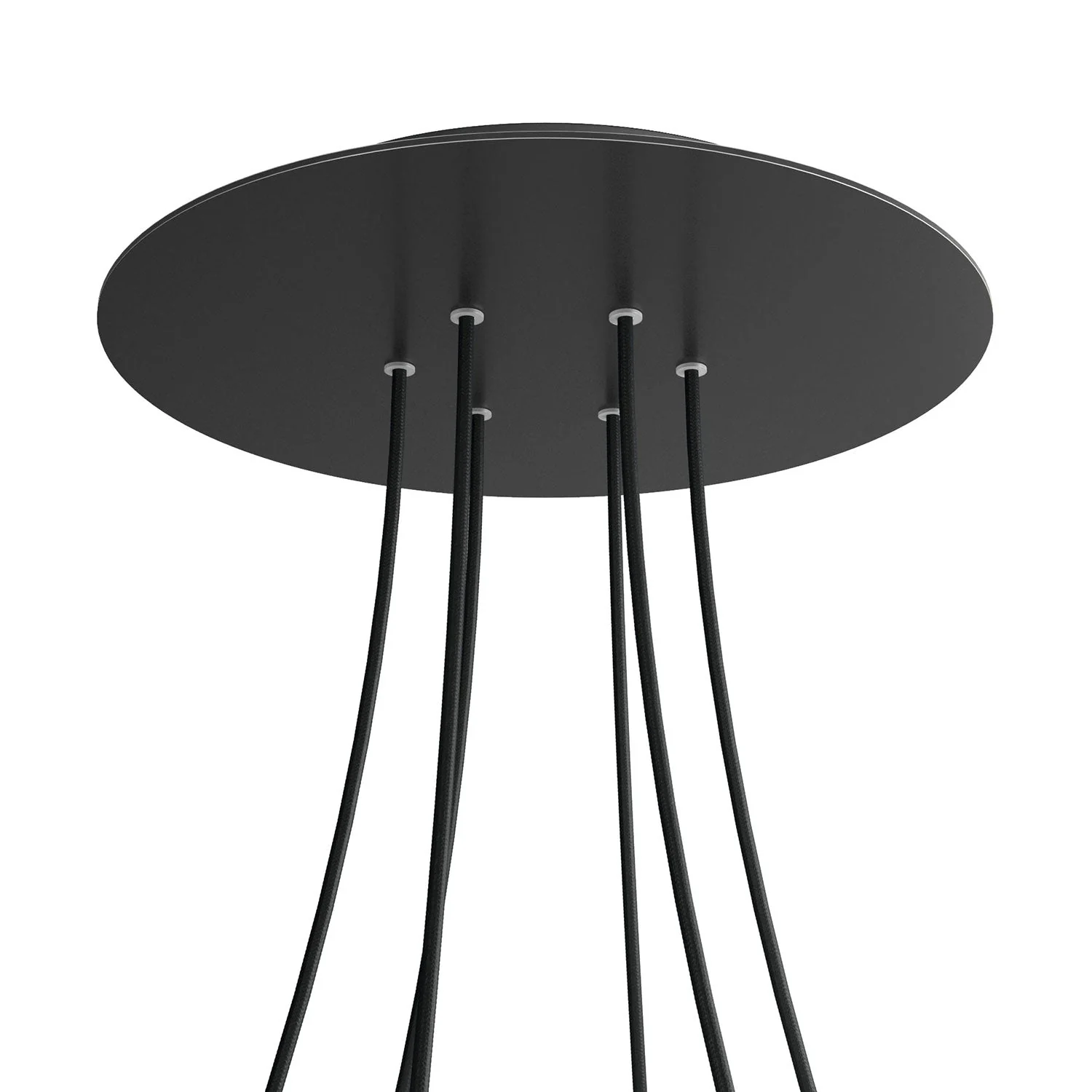 Ceiling rose XXL Rose-One round, diameter 400 mm with 6 holes and 4 side holes - Matt black - Image 8