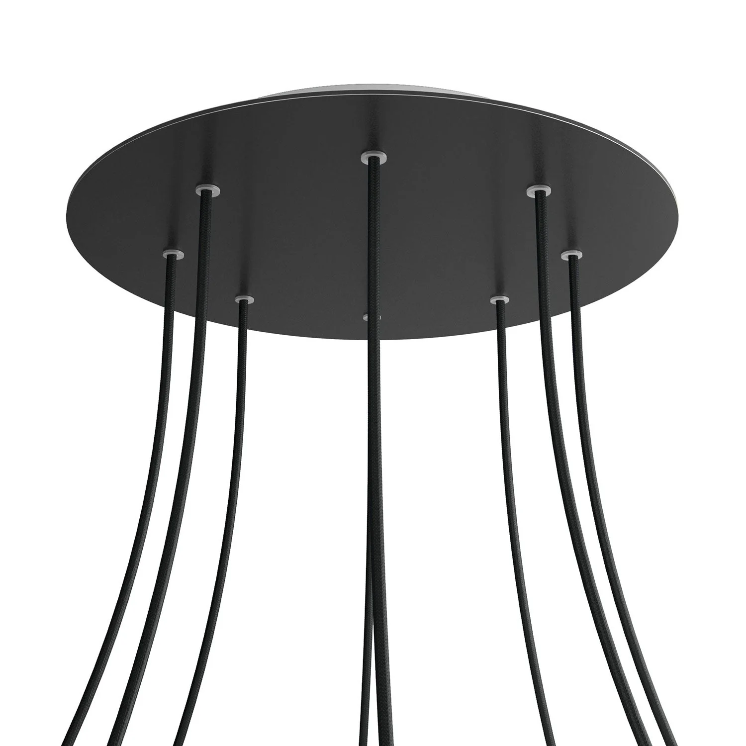 Ceiling rose XXL Rose-One round, diameter 400 mm with 8 holes and 4 side holes - Matt black