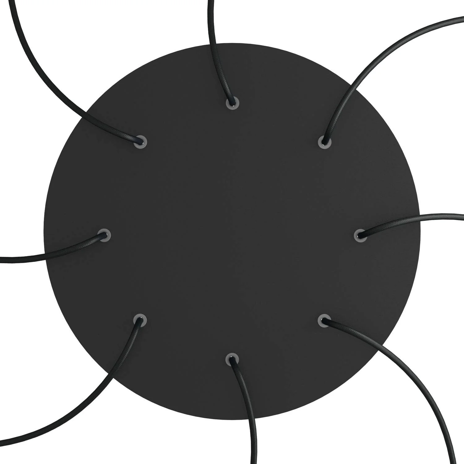 Ceiling rose XXL Rose-One round, diameter 400 mm with 8 holes and 4 side holes - Matt black - Image 2