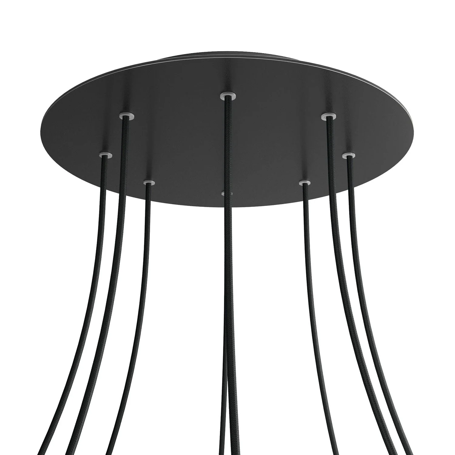 Ceiling rose XXL Rose-One round, diameter 400 mm with 8 holes and 4 side holes - Matt black - Image 8