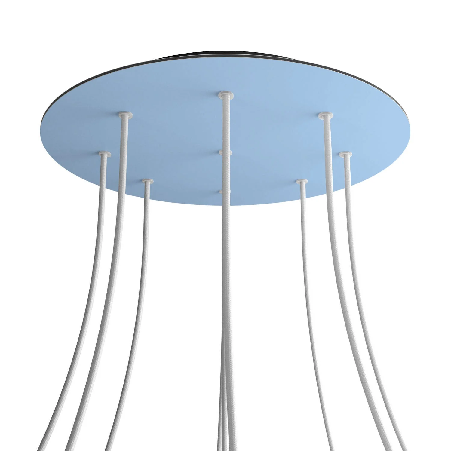 Ceiling rose XXL Rose-One round, diameter 400 mm with 9 holes and 4 side holes - Powder blue - Image 8