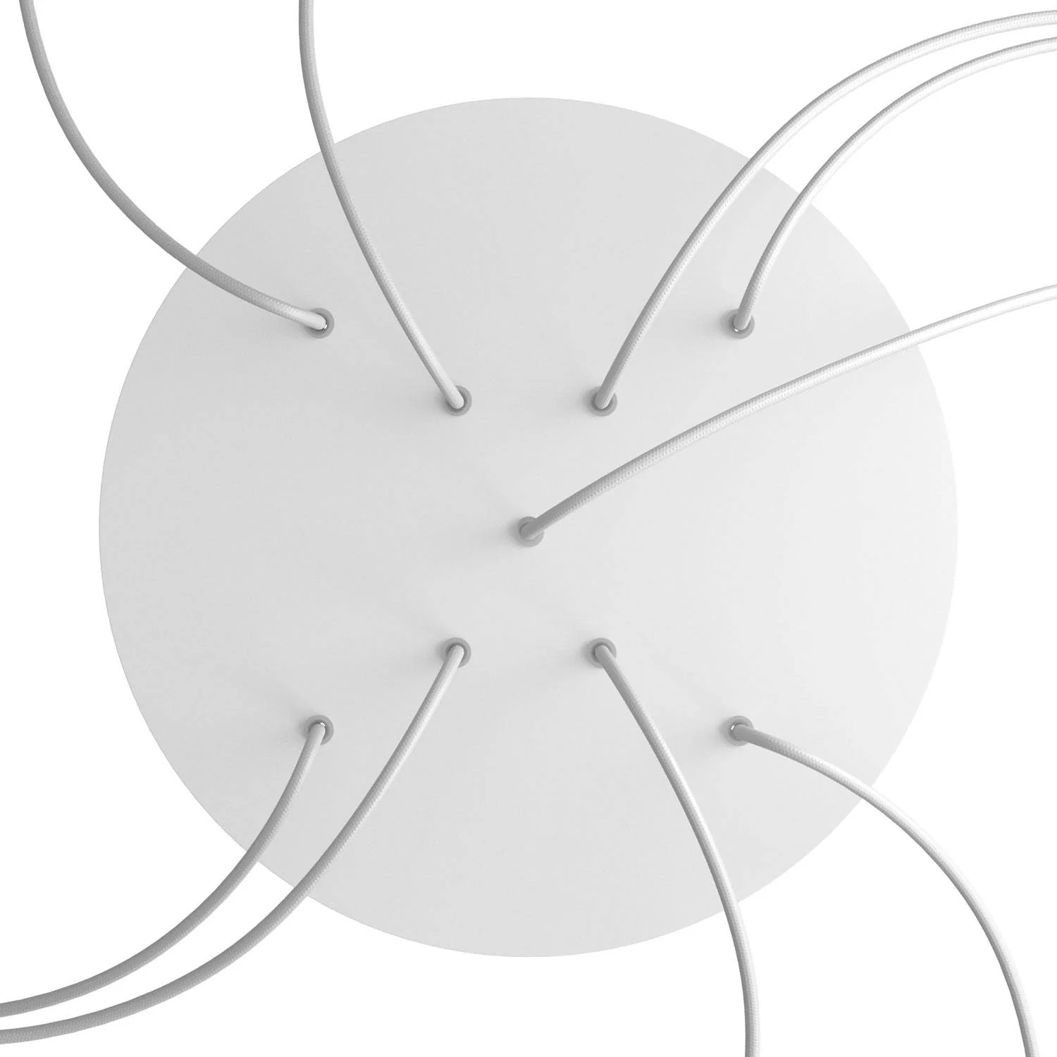 Ceiling rose XXL Rose-One round, 400 mm diameter with 9 X-shaped holes and 4 side holes – Matt white - Image 2