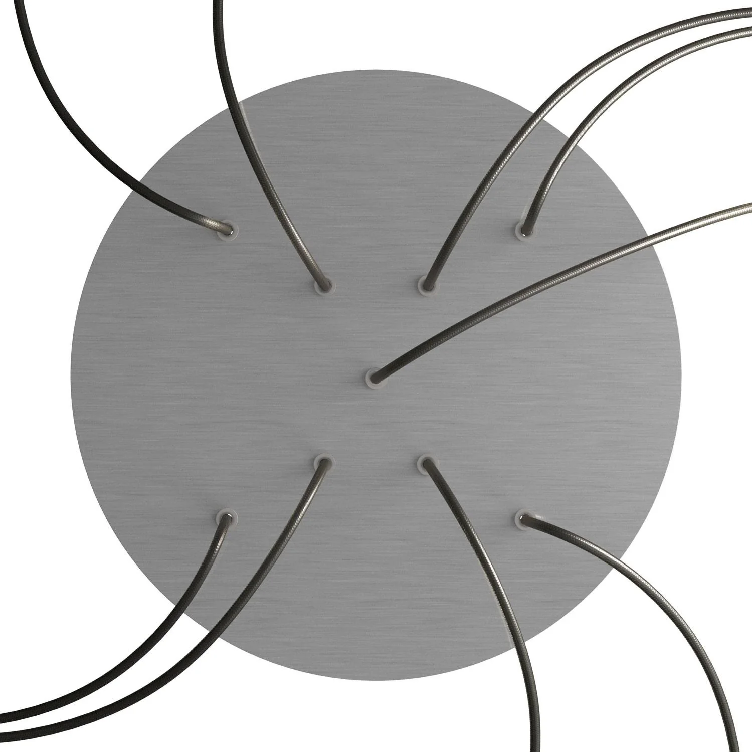 Ceiling rose XXL Rose-One round, diameter 400 mm with 9 X-shaped holes and 4 side holes - Brushed steel Dibond - Image 2