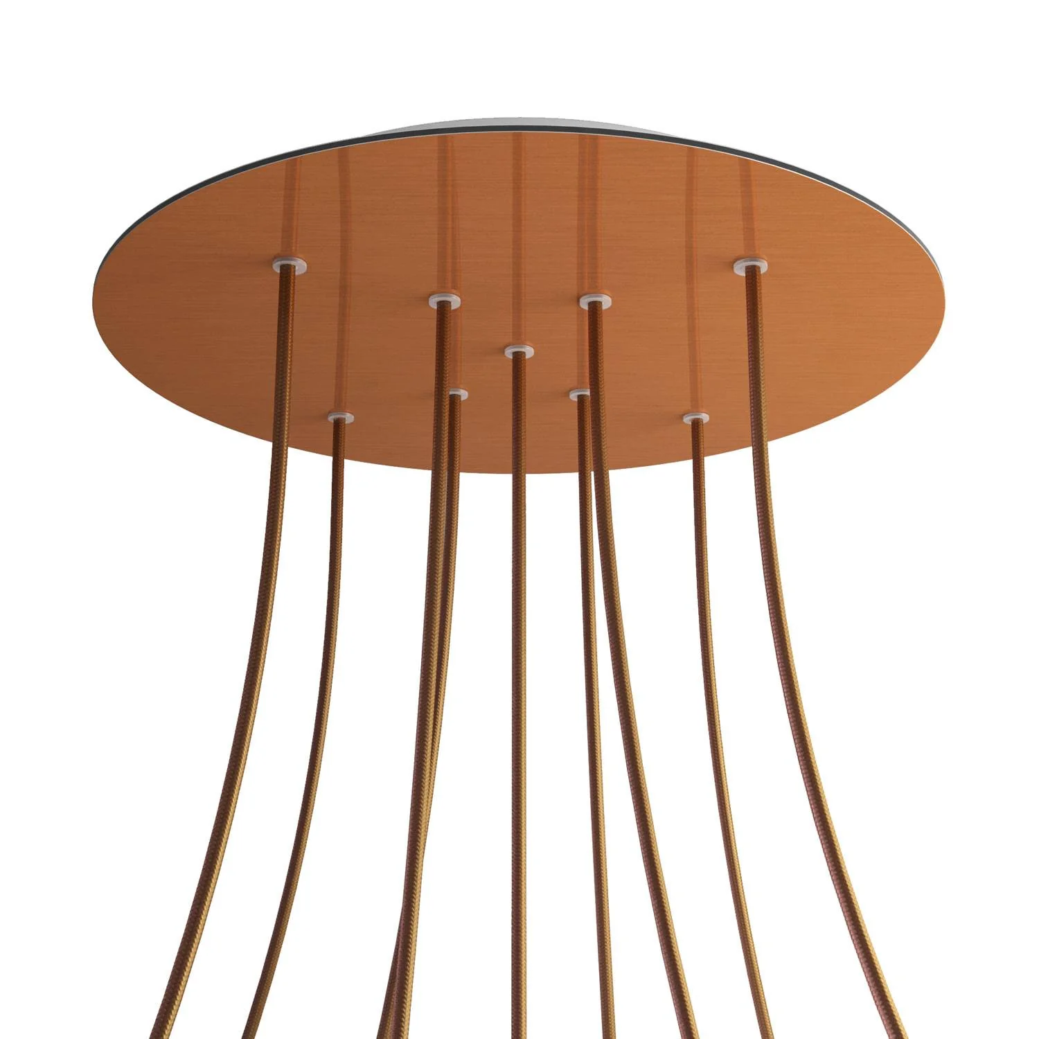 XXL Ceiling rose Rose-One round, 400 mm diameter with 9 X-shaped holes and 4 side holes - Satin copper Dibond