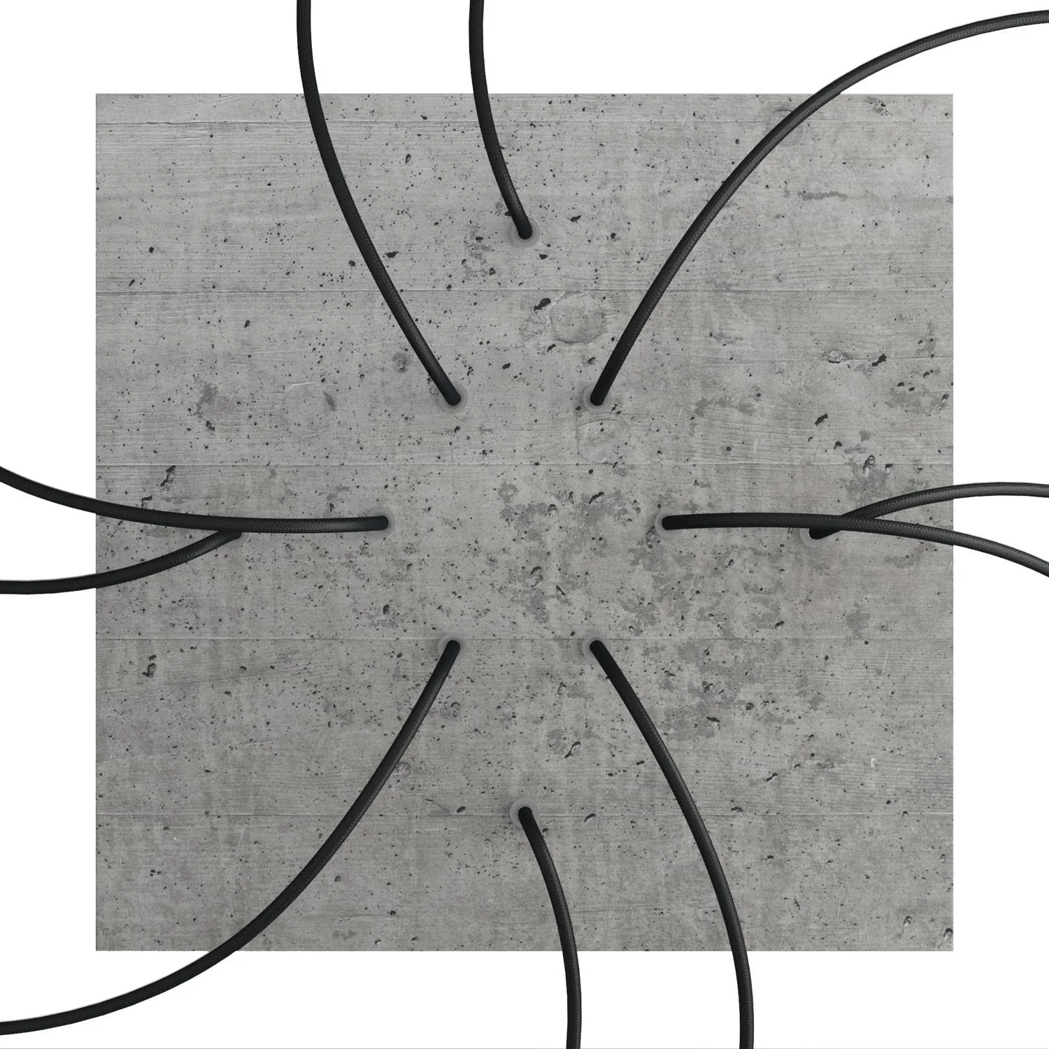 XXL Rose-One square ceiling rose, 400 mm with 10 holes and 4 side holes - Concrete - Image 2