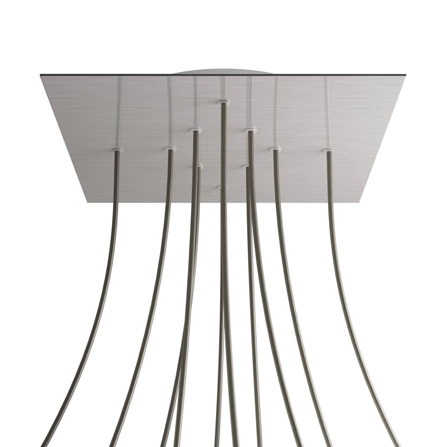 XXL Rose-One square ceiling rose, 400 mm with 10 holes and 4 side holes - Satin steel Dibond