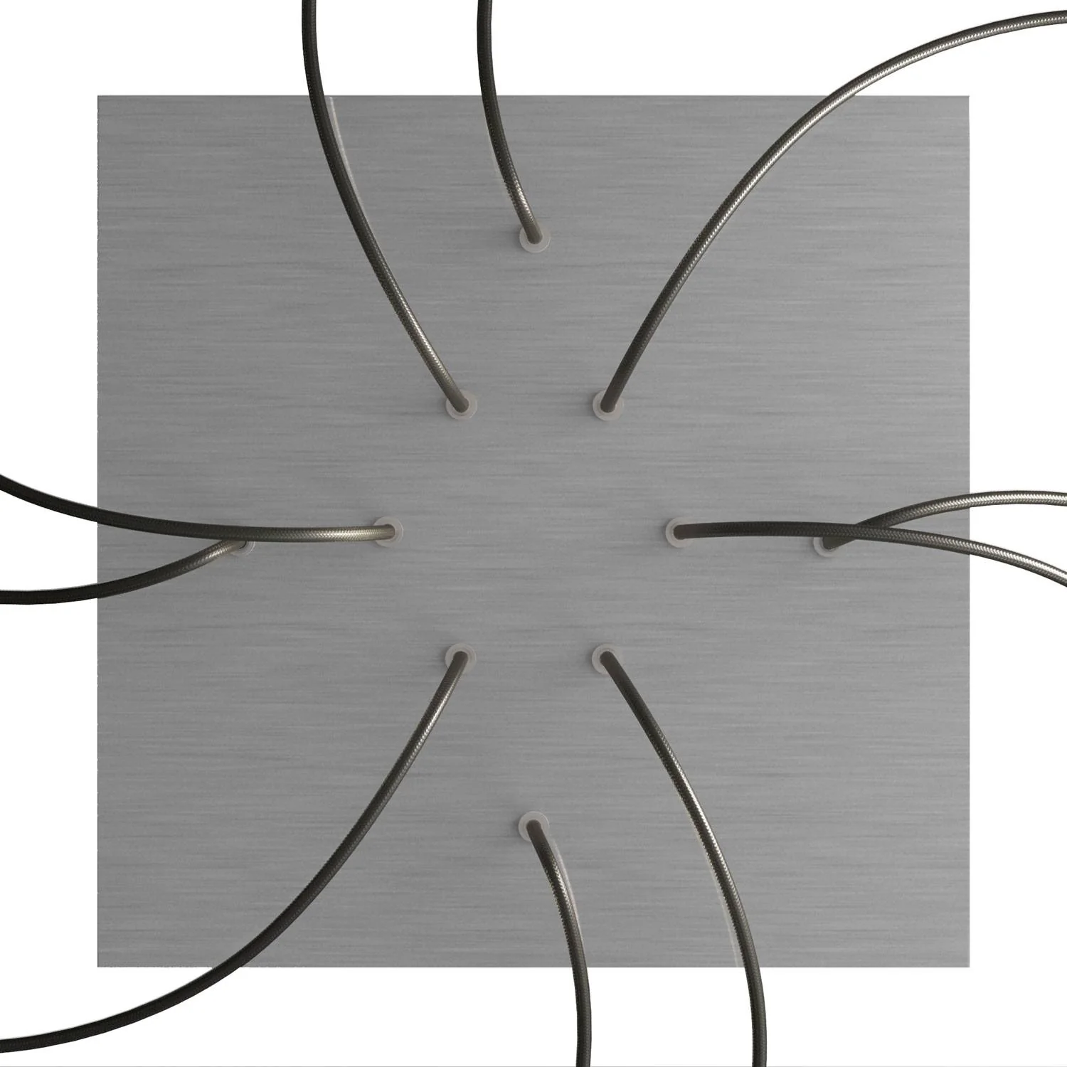 XXL Rose-One square ceiling rose, 400 mm with 10 holes and 4 side holes - Satin steel Dibond - Image 2