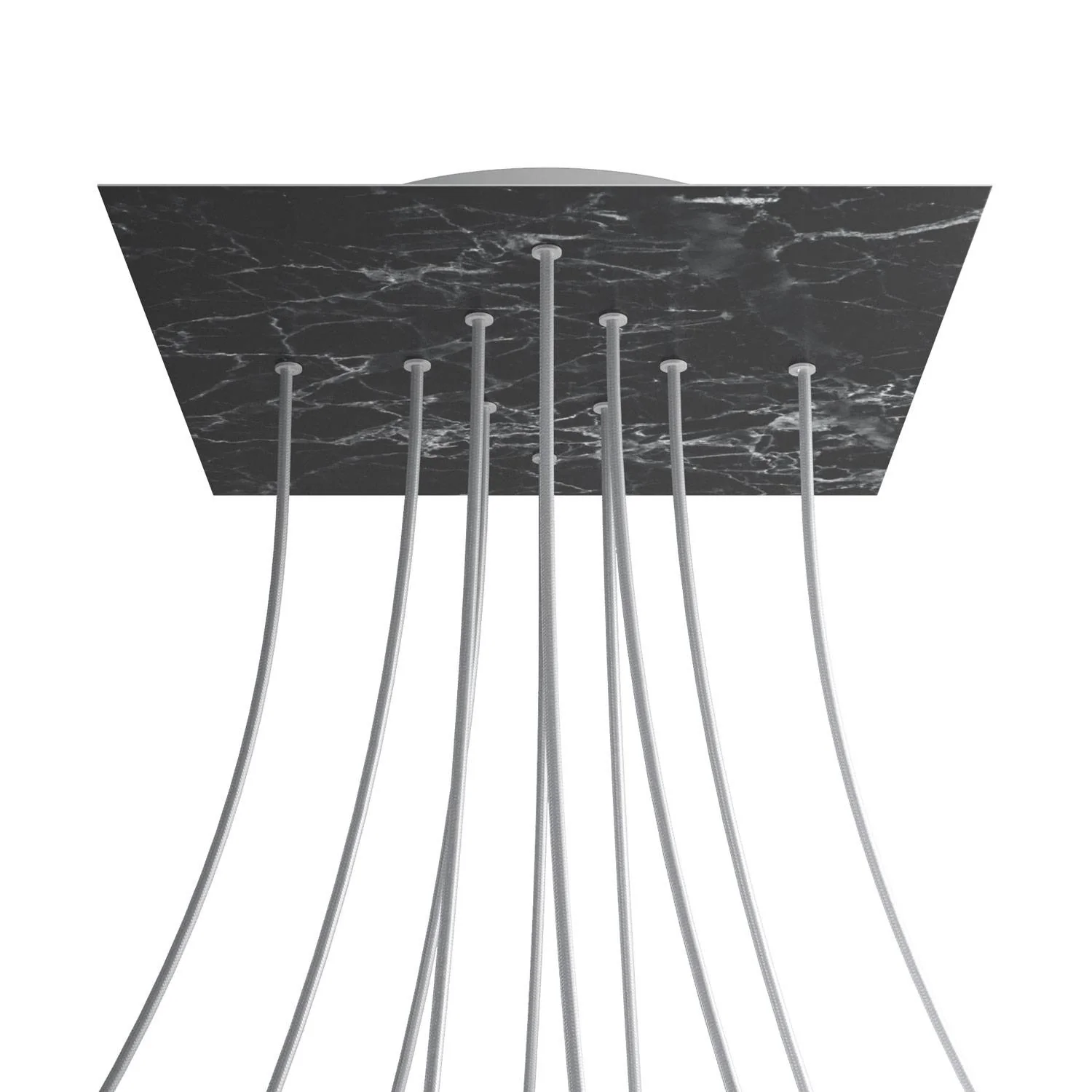 XXL Rose-One square ceiling rose, 400 mm with 10 holes and 4 side holes - Marquina Marble