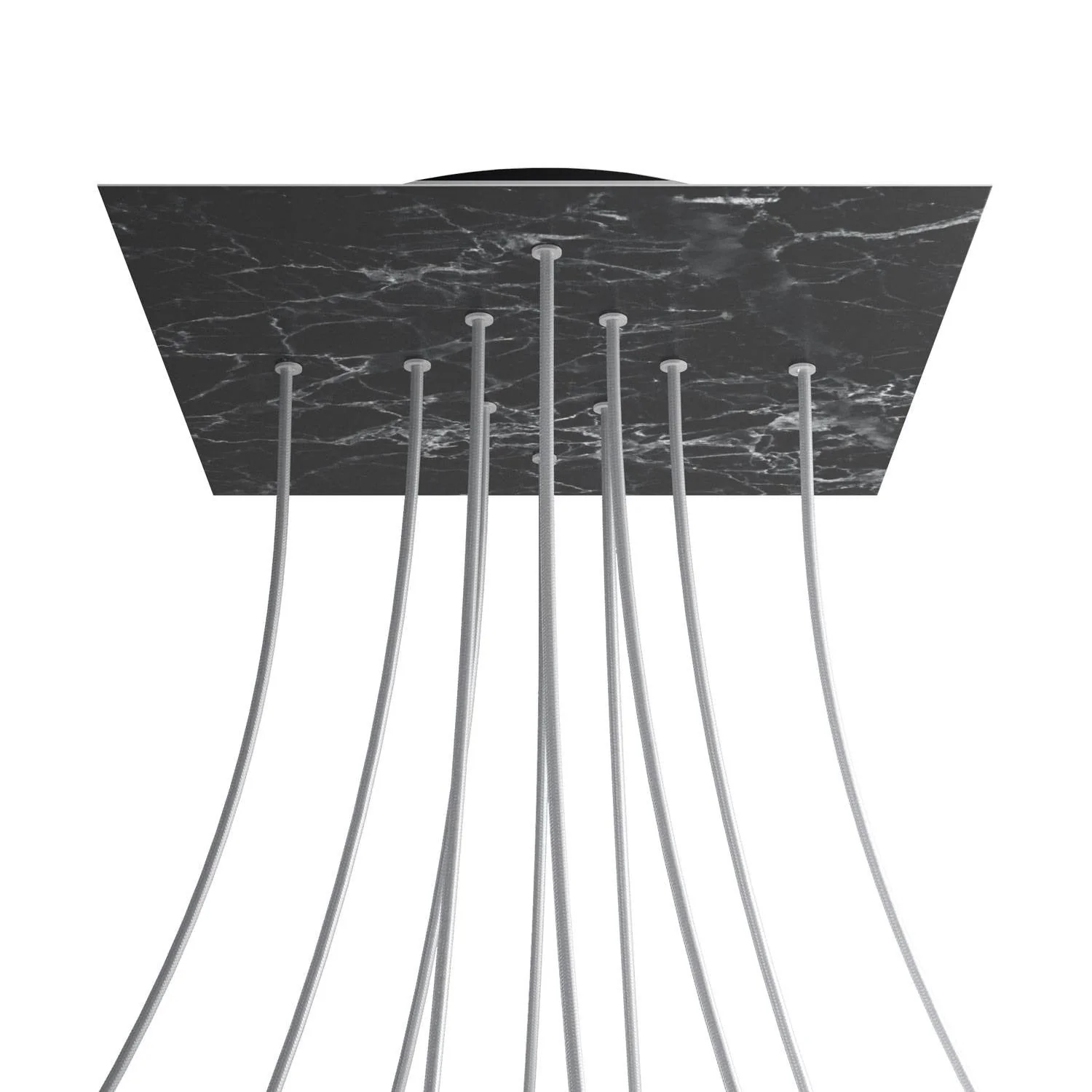 XXL Rose-One square ceiling rose, 400 mm with 10 holes and 4 side holes - Marquina Marble - Image 8