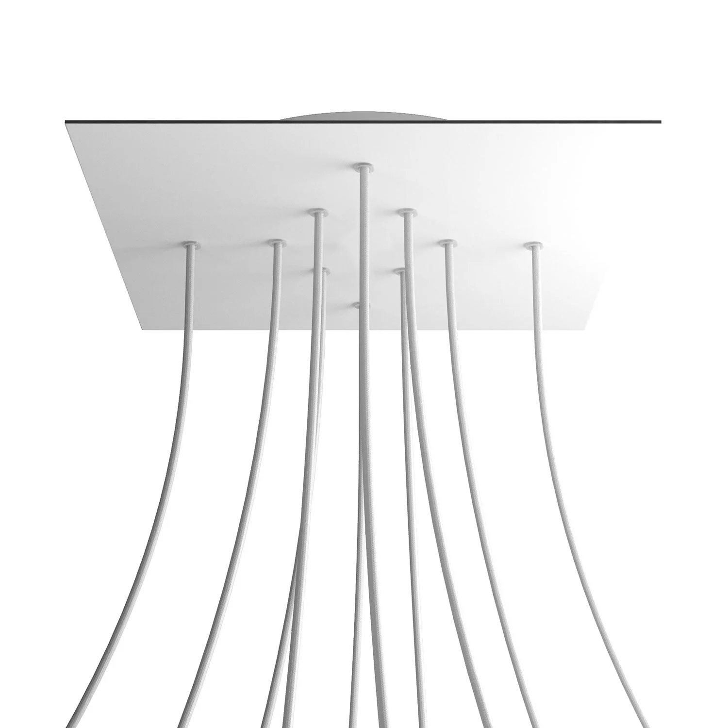 XXL Rose-One square ceiling rose, 400 mm with 10 holes and 4 side holes - Matt white