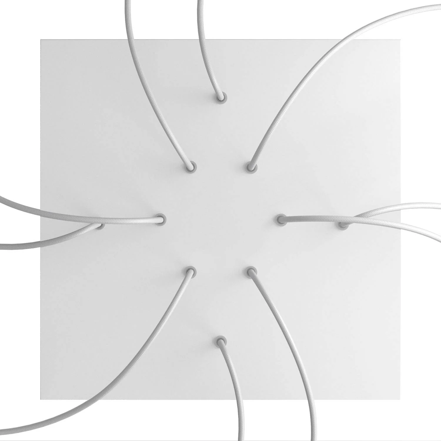 XXL Rose-One square ceiling rose, 400 mm with 10 holes and 4 side holes - Matt white - Image 2