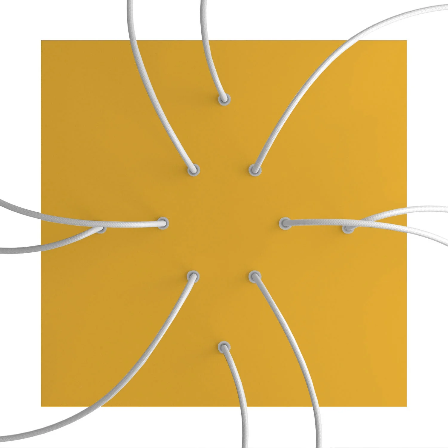 XXL Rose-One square ceiling rose, 400 mm with 10 holes and 4 side holes - Mustard - Image 2