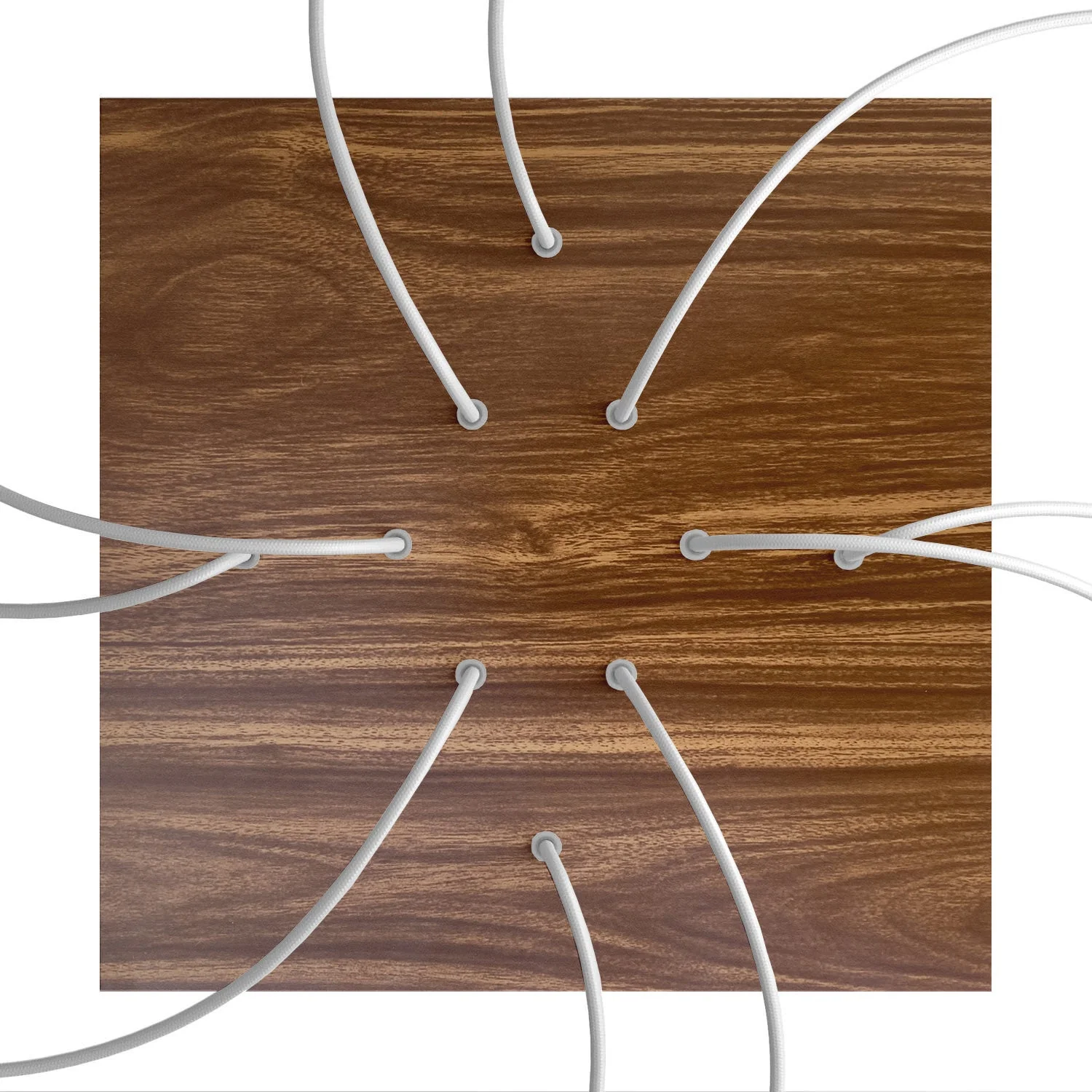 XXL Rose-One square ceiling rose, 400 mm with 10 holes and 4 side holes - Wood - Image 2