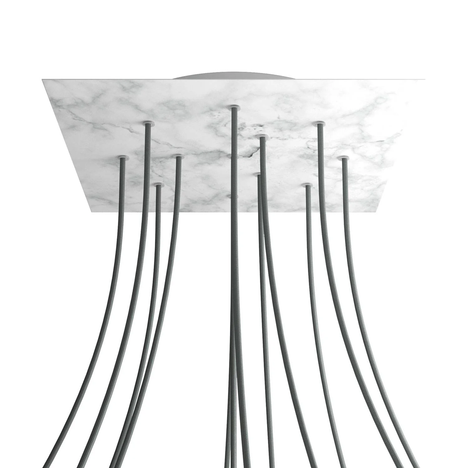 Ceiling rose XXL Rose-One square, 400 mm with 12 holes and 4 side holes - Carrara Marble