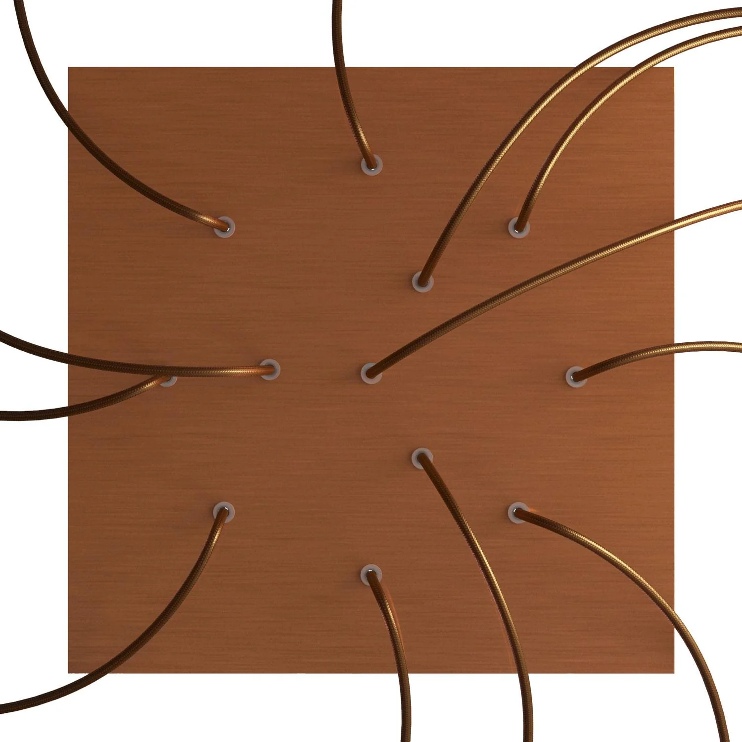 XXL Rose-One square ceiling rose, 400 mm with 12 holes and 4 side holes - Satin copper Dibond - Image 2