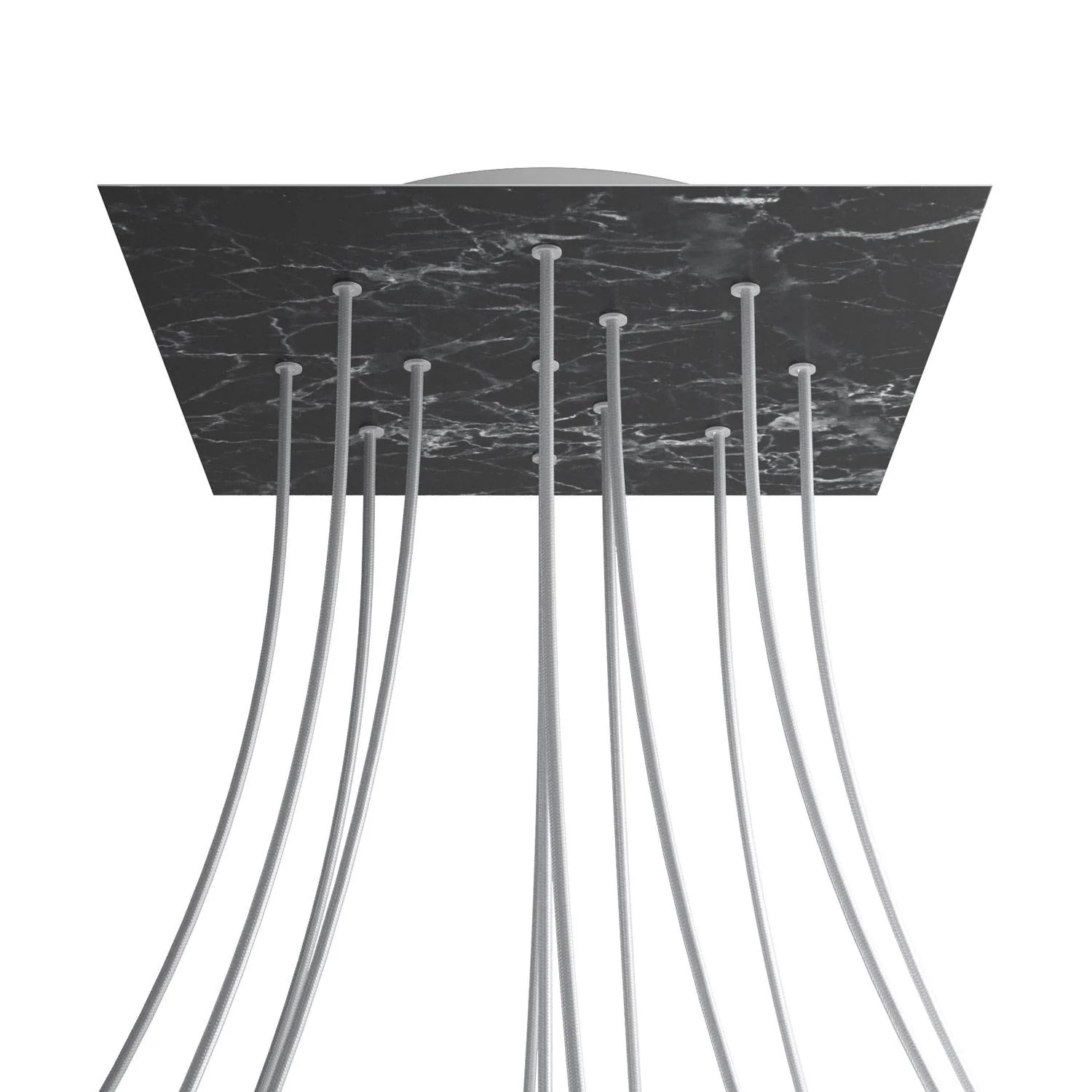 XXL Rose-One square ceiling rose, 400 mm with 12 holes and 4 side holes - Marquina Marble