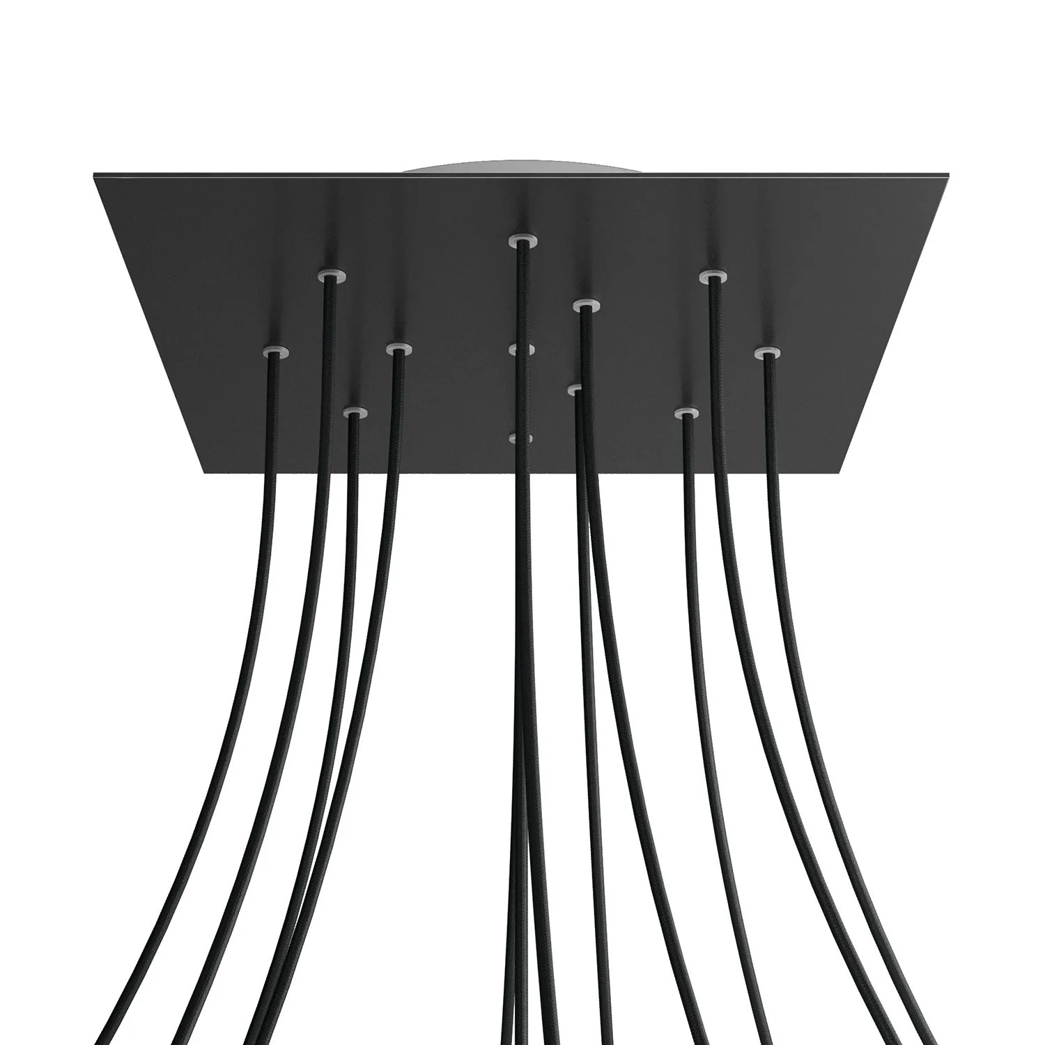 XXL Ceiling rose Rose-One square, 400 mm with 12 holes and 4 side holes - Matt black