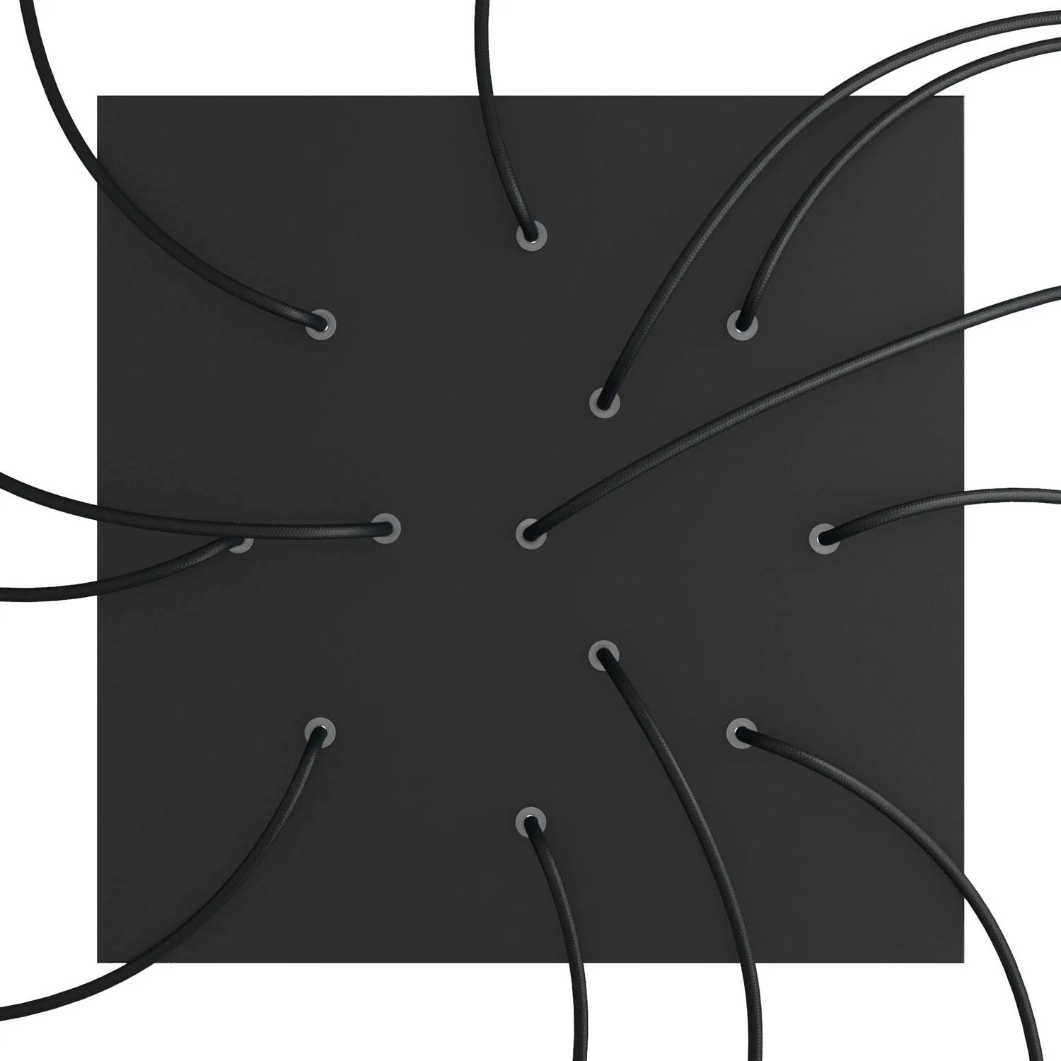 XXL Ceiling rose Rose-One square, 400 mm with 12 holes and 4 side holes - Matt black - Image 2