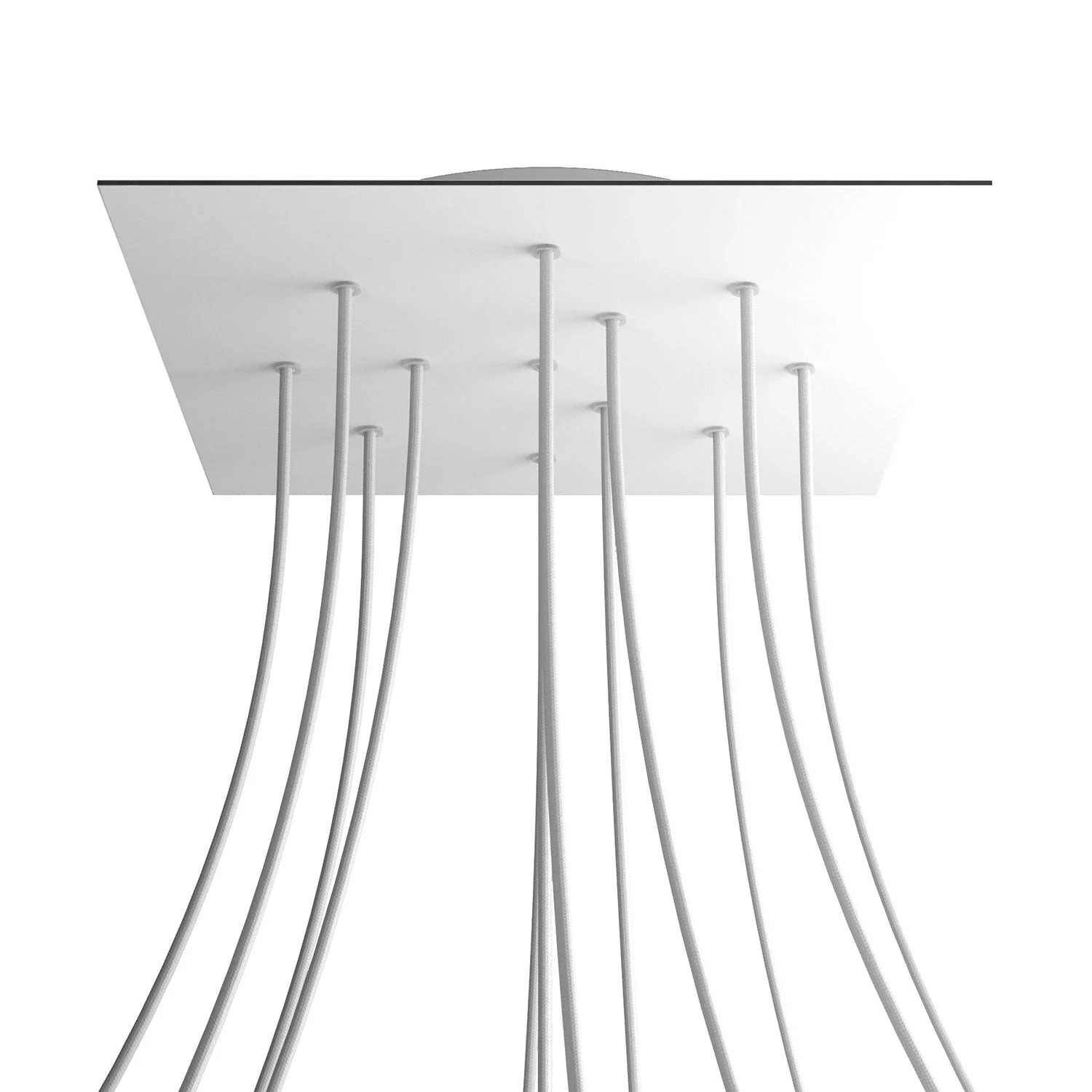 XXL Rose-One square ceiling rose, 400 mm with 12 holes and 4 side holes - Matt white