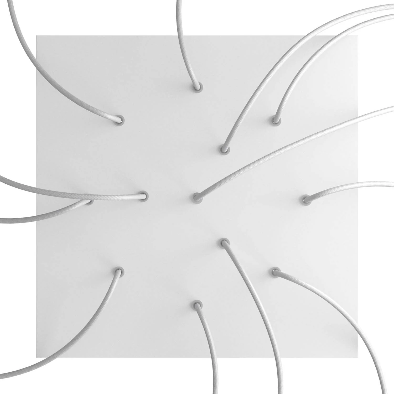 XXL Rose-One square ceiling rose, 400 mm with 12 holes and 4 side holes - Matt white - Image 2